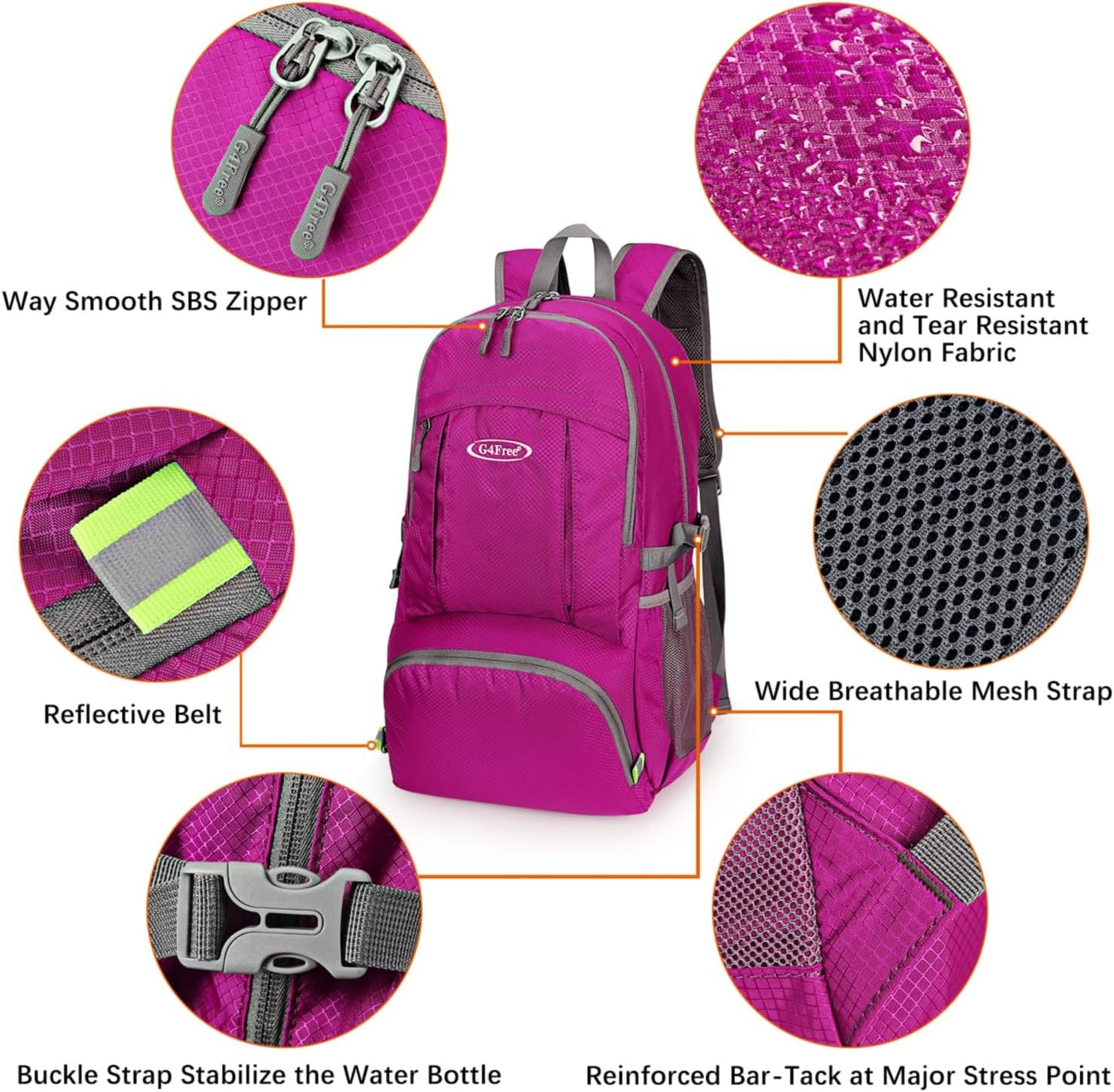 G4Free 40L Lightweight Packable Hiking Backpack, Waterproof Travel Daypack