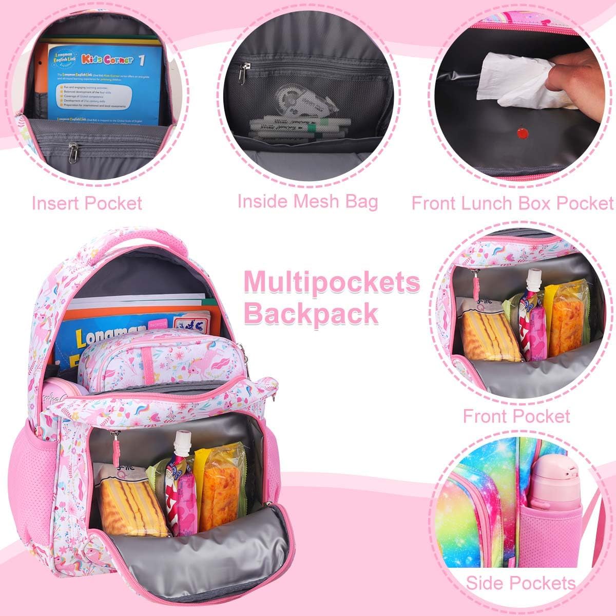 RHCPFOVR Kids Backpack for Girls - Girls Backpack 3-8 Ages Butterfly for Kids 15 Inch School Bookbag for Kindergarten Elementary School Bookbag for Girl 1st 2nd Grade