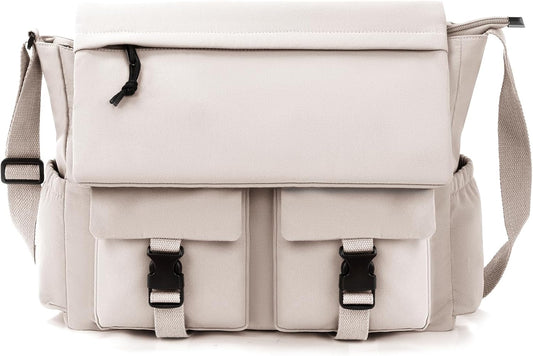 Travel Messenger Bag for Women Men: Durable Canvas Crossbody Handbag with Adjustable Strap Lightweight Laptop Purse