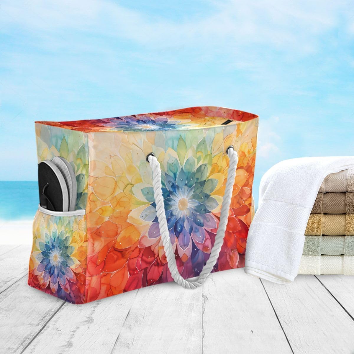 senya Large Beach Bags Totes Swim Canvas Tote Shoulder Bag Water Resistant Bags for Gym Travel Daily