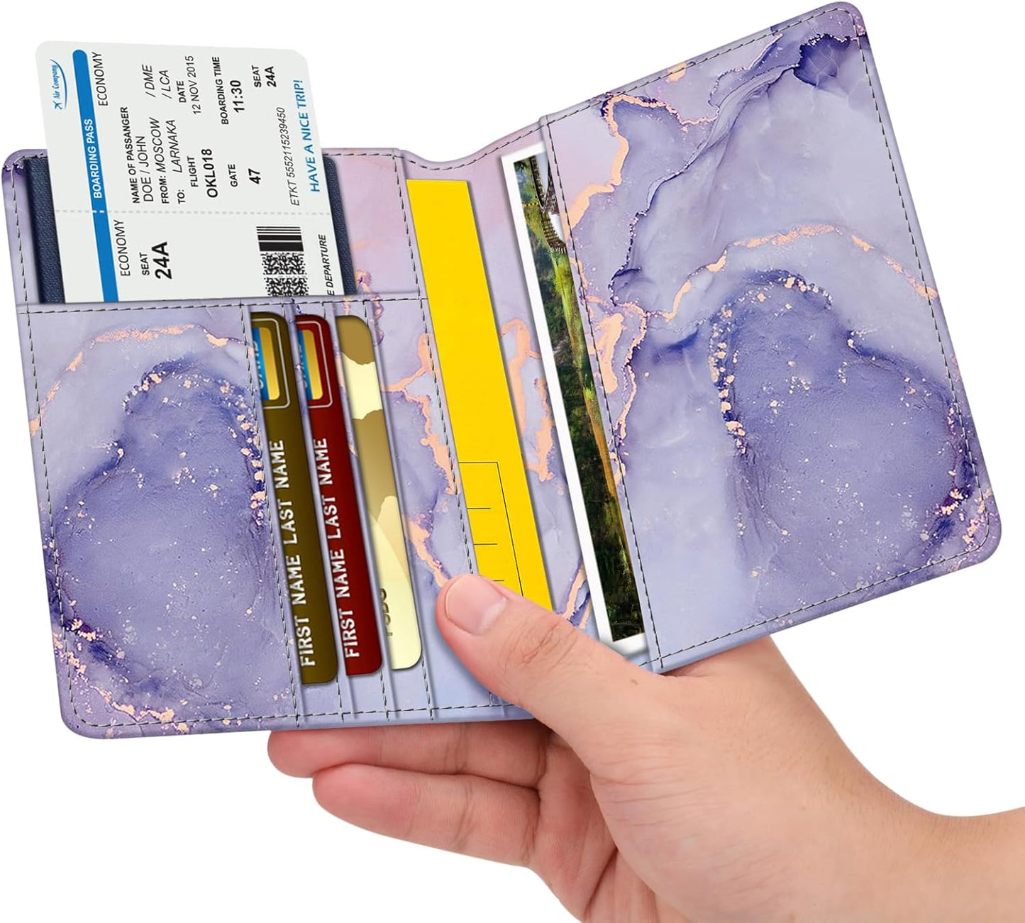 FINTIE Passport Holder, Slim Travel Wallet RFID Blocking Card Case Cover Passport Cover Protector Essentials with Credit Card Slots for Women/Men