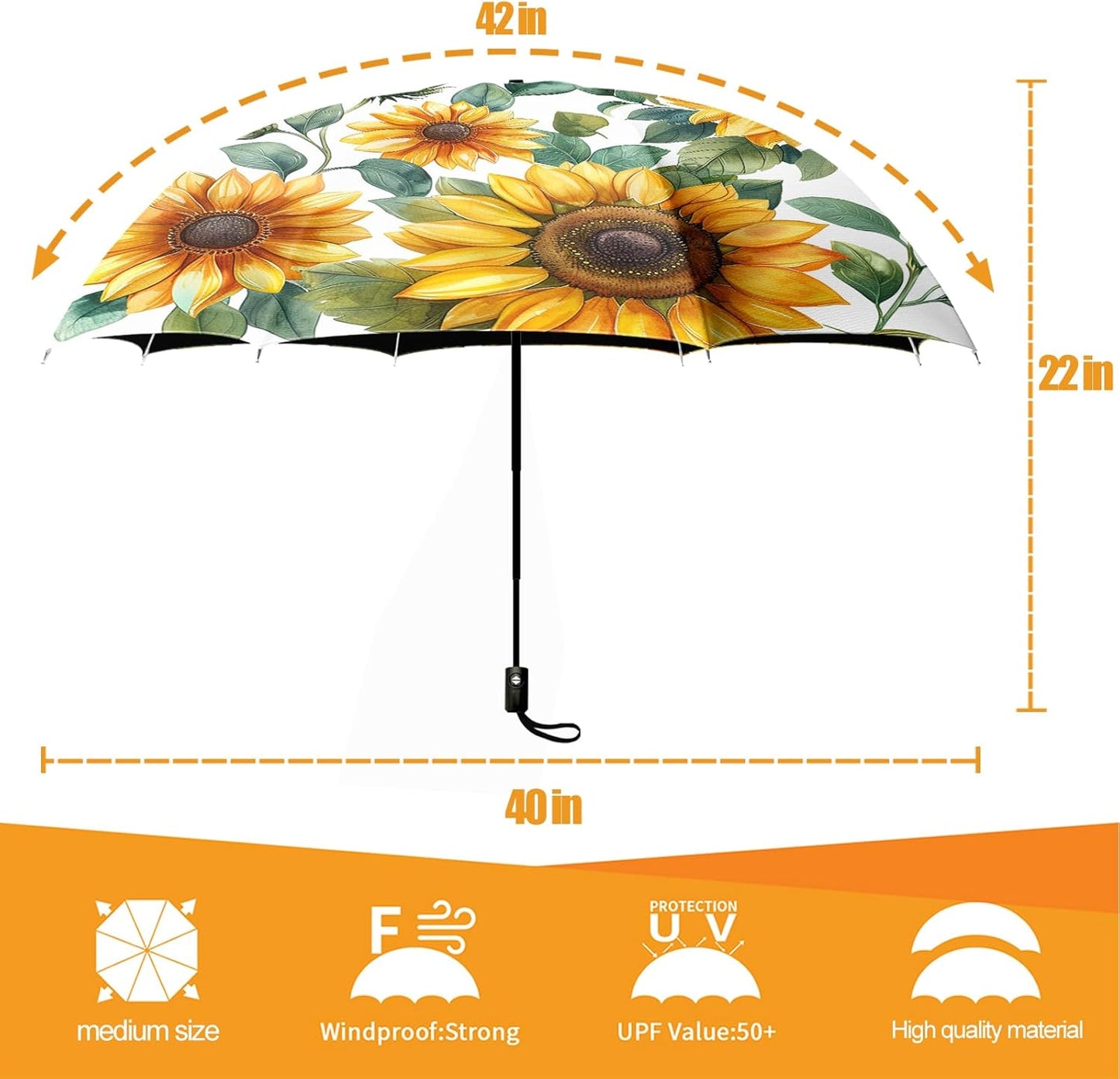 Small Compact Travel Automatic Folding Umbrella for Women, Portable Lightweight, Rain, Wind, UV Sun Shade