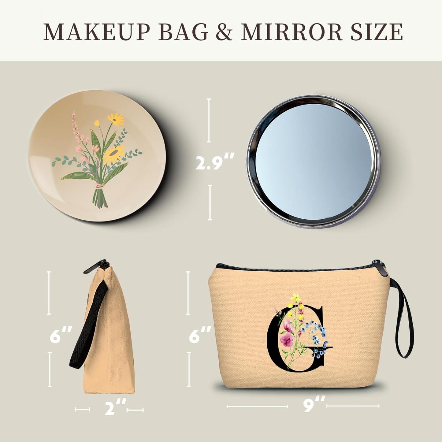 SEAMOON Maid of Honor Friendship Birthday Gifts for Women Her Aunt Sister Bridesmaid Coworkers Bride Personalized Makeup Cosmetic bag with Mirror Mothers Day Christmas Graduation G