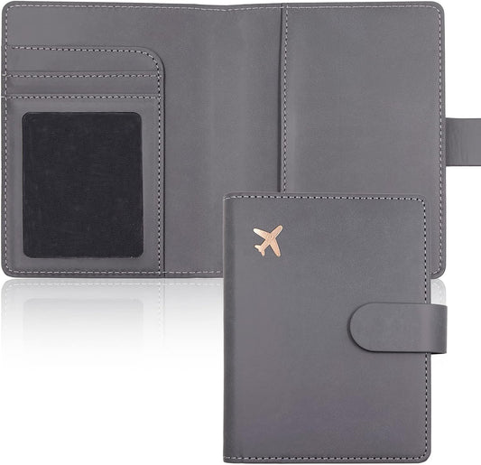 Deziliao Passport Wallet, Gray, Unisex, Faux Leather, Waterproof, Slim, Lightweight, RFID Blocking, 2-in-1 Design, with Document Slots, Credit Card Slots, SIM Card Slots