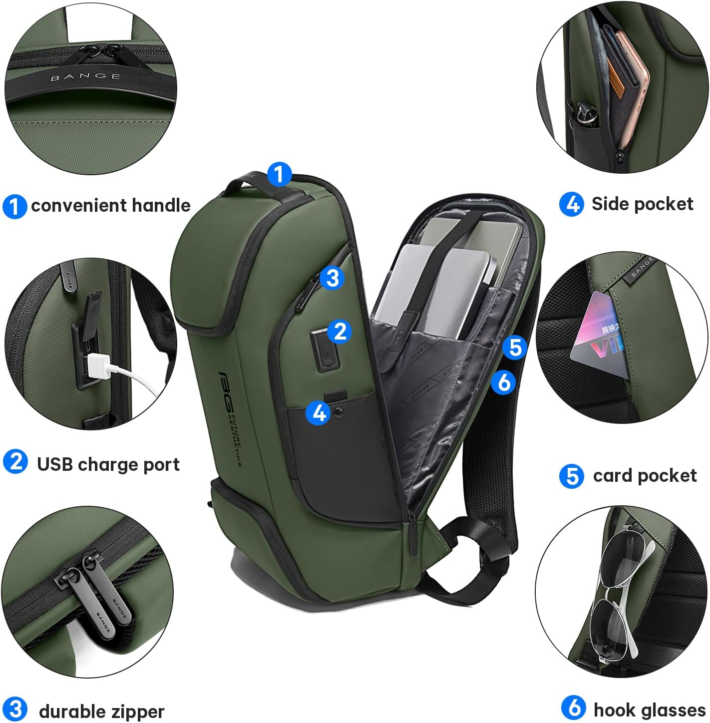 BANGE Business Laptop Smart backpack Can Hold 15.6 Inch Laptop Commute Backpack Carry on bag for