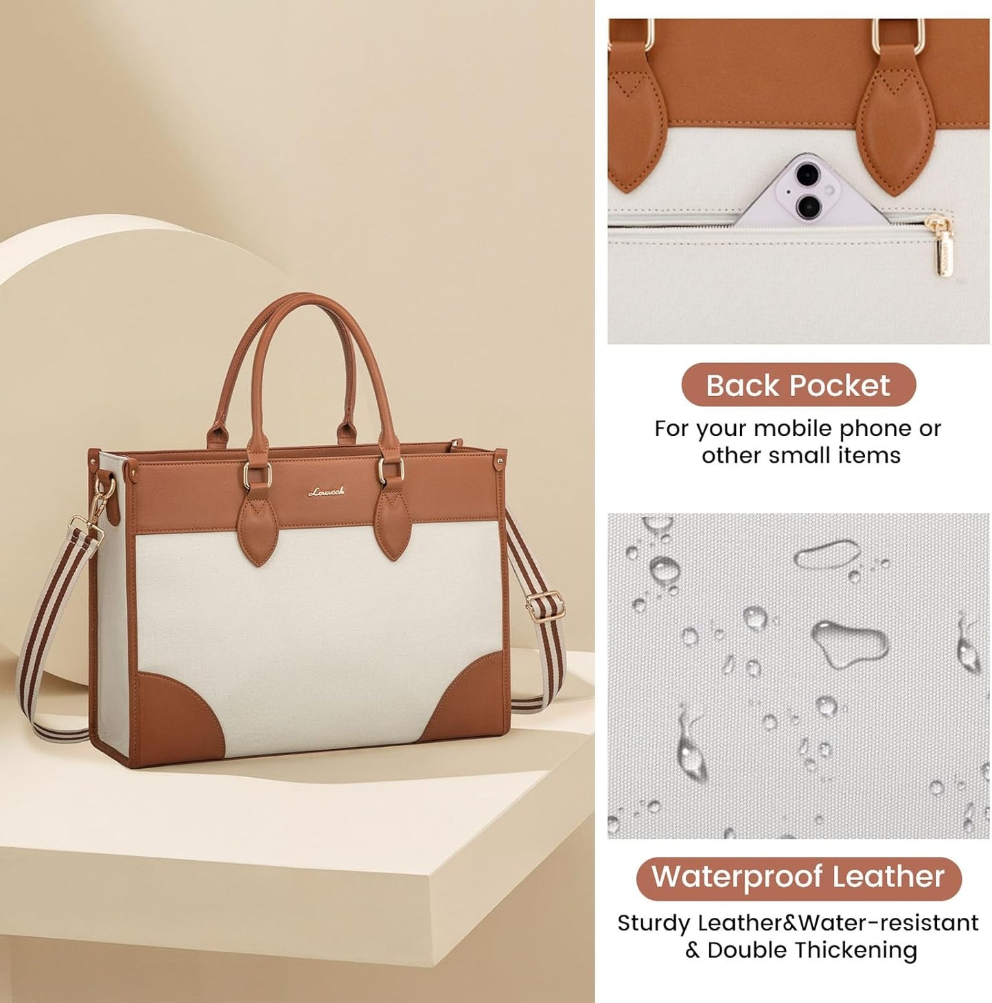 LOVEVOOK Laptop Bag for Women 17 lnch,Waterproof Laptops Tote Bags for Womens,Professional Work Bags for Women with Cup Holder,Large Laptop Purse Computer Briefcase Office Teacher Clutch Bag,2 PCS