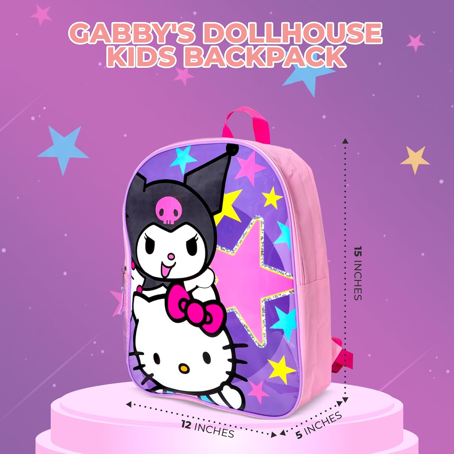 AI ACCESSORY INNOVATIONS Sanrio's Hello Kitty & Kuromi Kids Backpack, Elementary School Girls Book