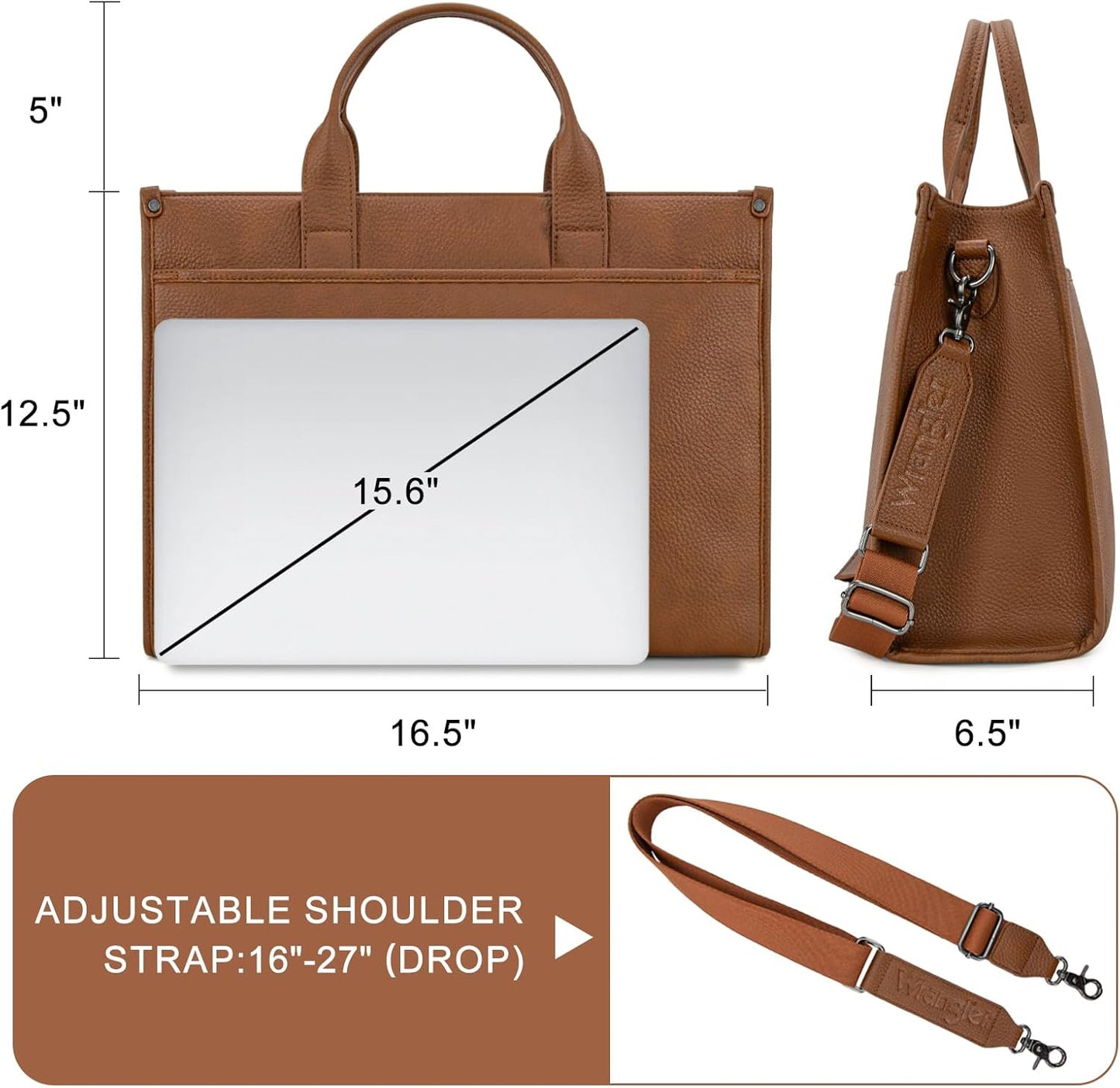 Wrangler Laptop Bag for Women 15.6 Inch Vintage Work Tote Bag for Business Briefcase Handbag with Adjustable Shoulder Strap