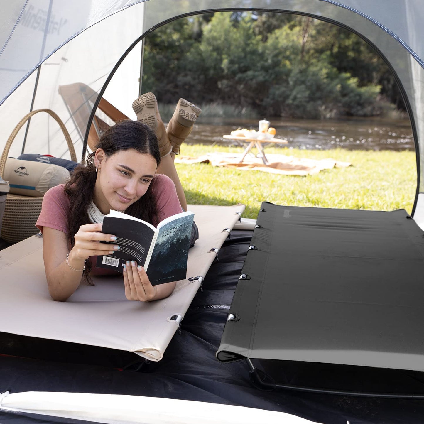 Naturehike GreenWild Camping Cot, Ultralight Folding Backpacking Cot, Supports 330lbs, Portable