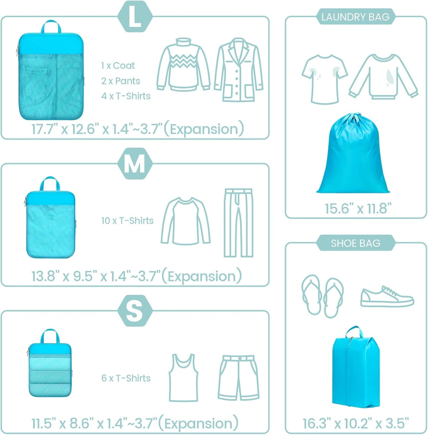 Cambond Compression Packing Cubes for Travel Women - Travel Bags Luggage Organizers Travel Essentials Compression Cubes for Travel Carry on Suitcases Organizer