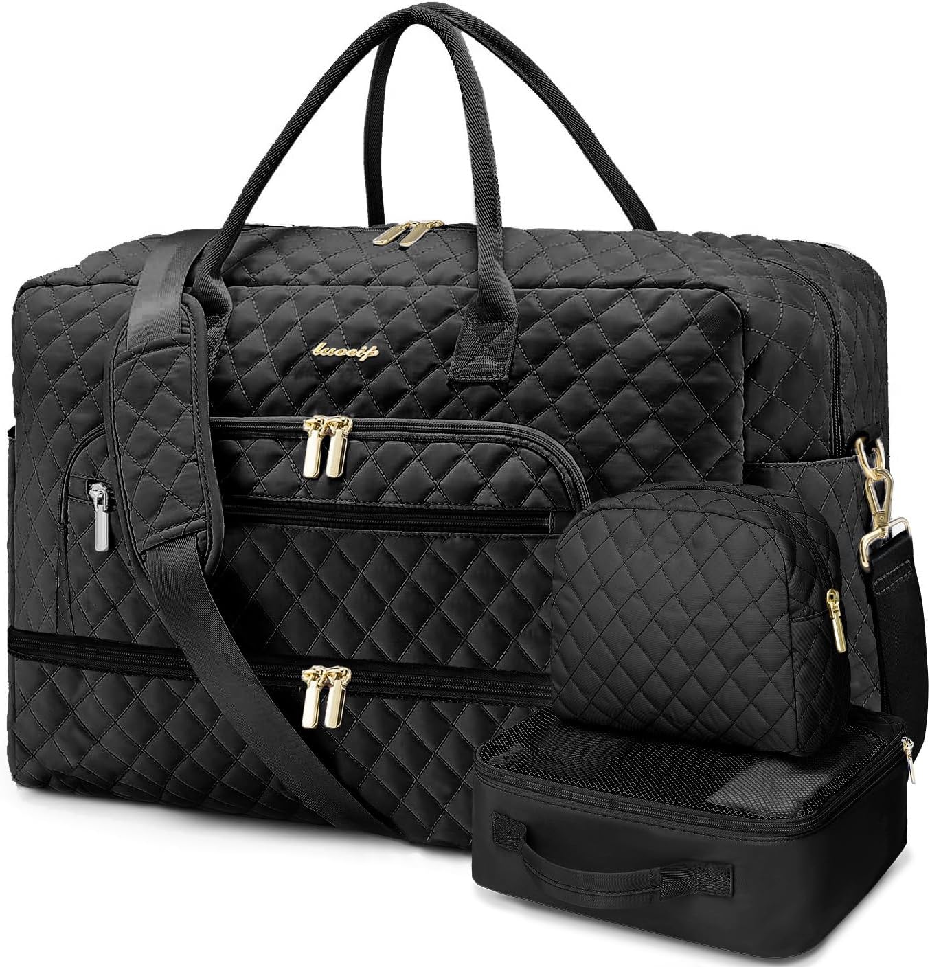 Large Women's Travel Duffel, Weekender with Shoe Compartment, Carry On Overnight Bag, Gym Duffel with Wet Pocket, Hospital Bags Set