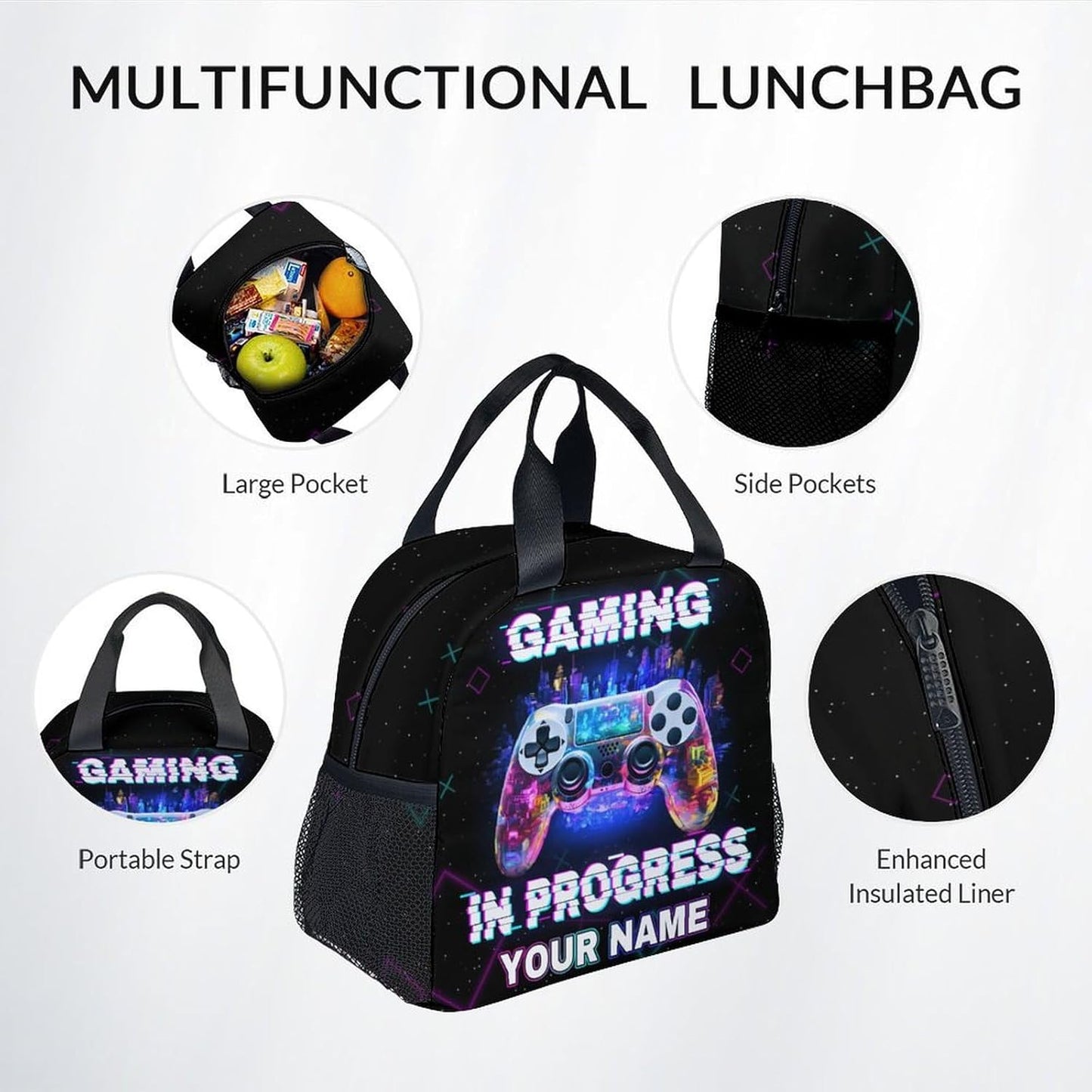 COZYAURA Personalized Backpacks for Boys - 3Pcs Video Gaming Bookbag for Kids - Gamer School Bag