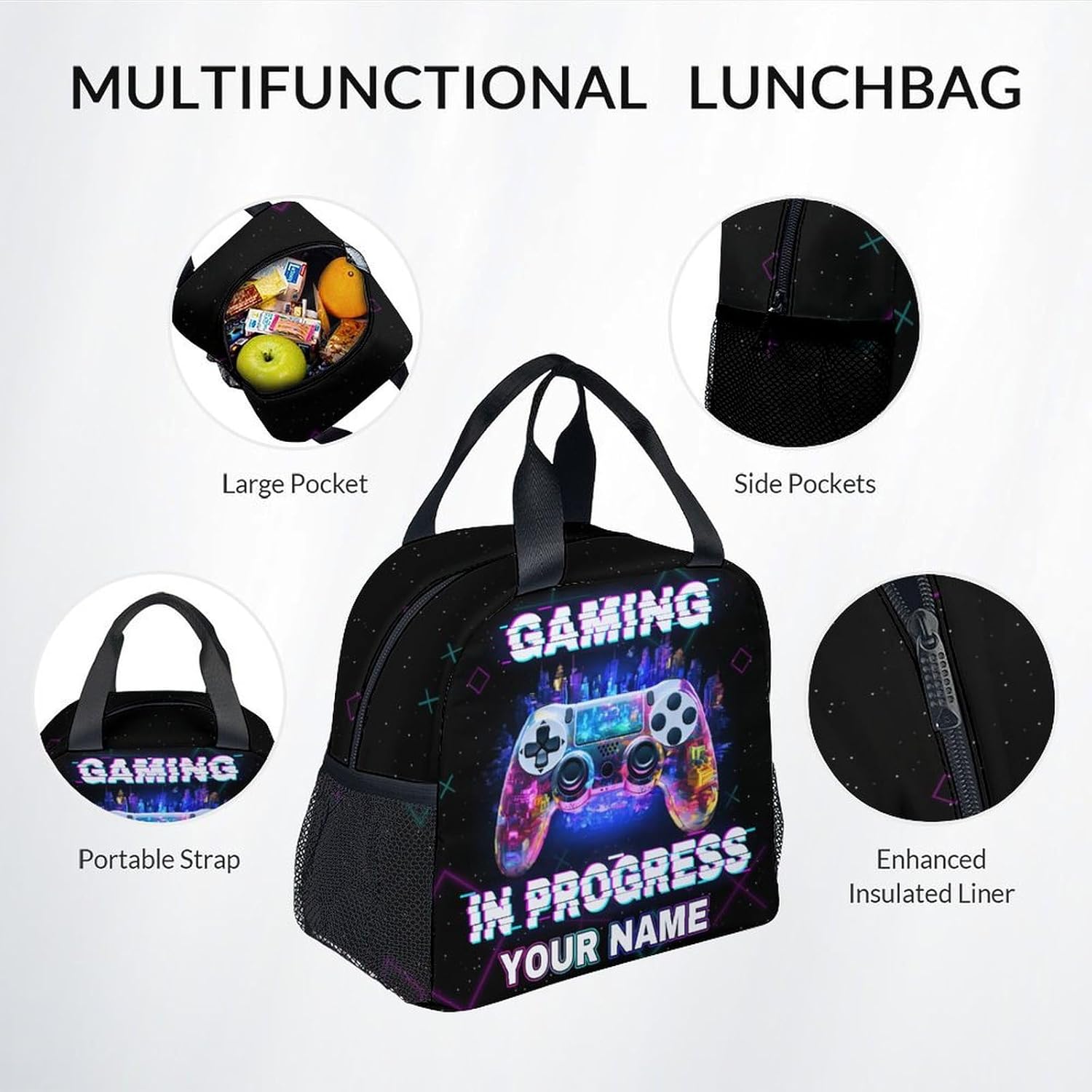 COZYAURA Personalized Backpacks for Boys - 3Pcs Video Gaming Bookbag for Kids - Gamer School Bag