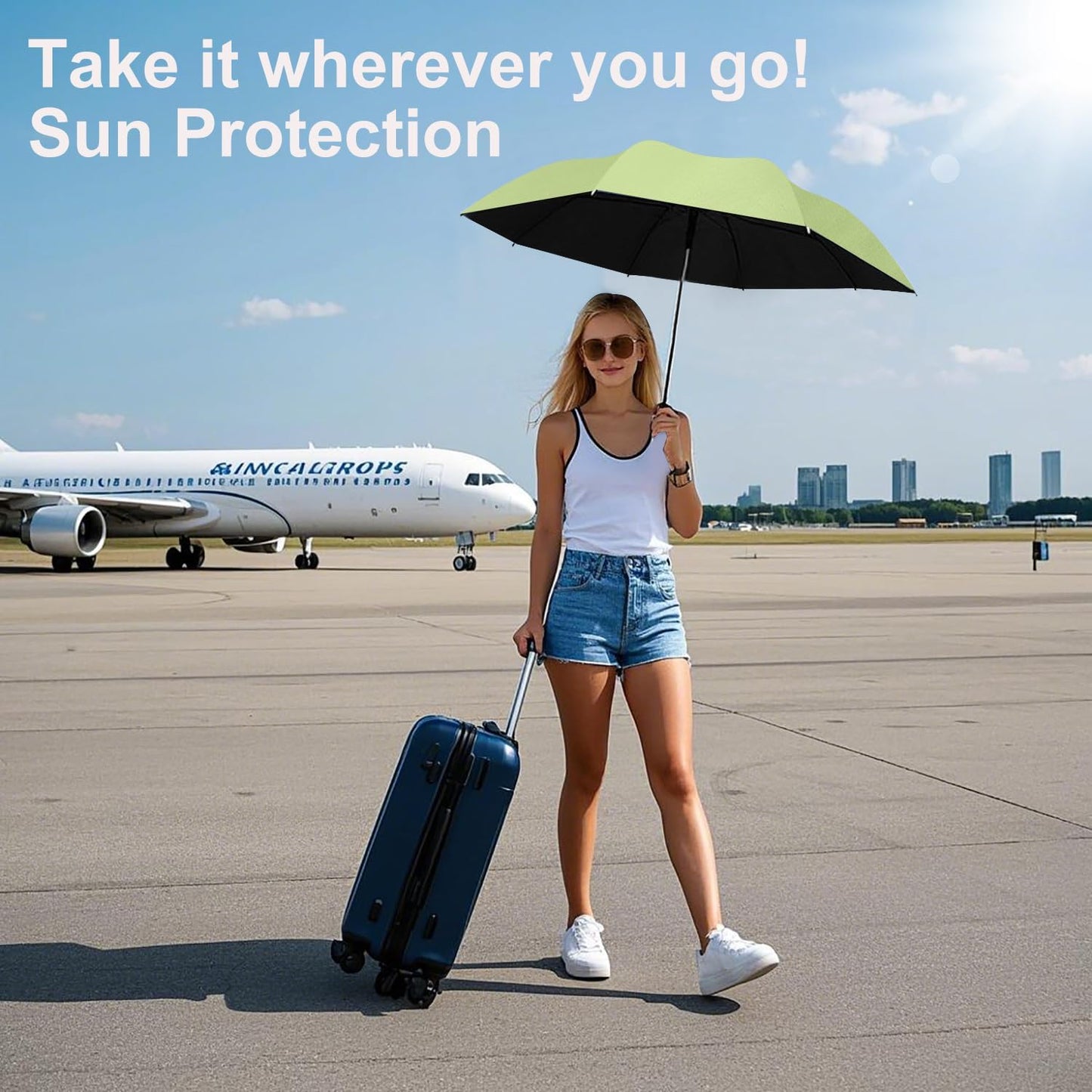 BAODINI Small UV Protection Travel Umbrella Compact for Rain and Sun UPF 50+ Windproof Portable 42 inch Umbrella for Women and Men