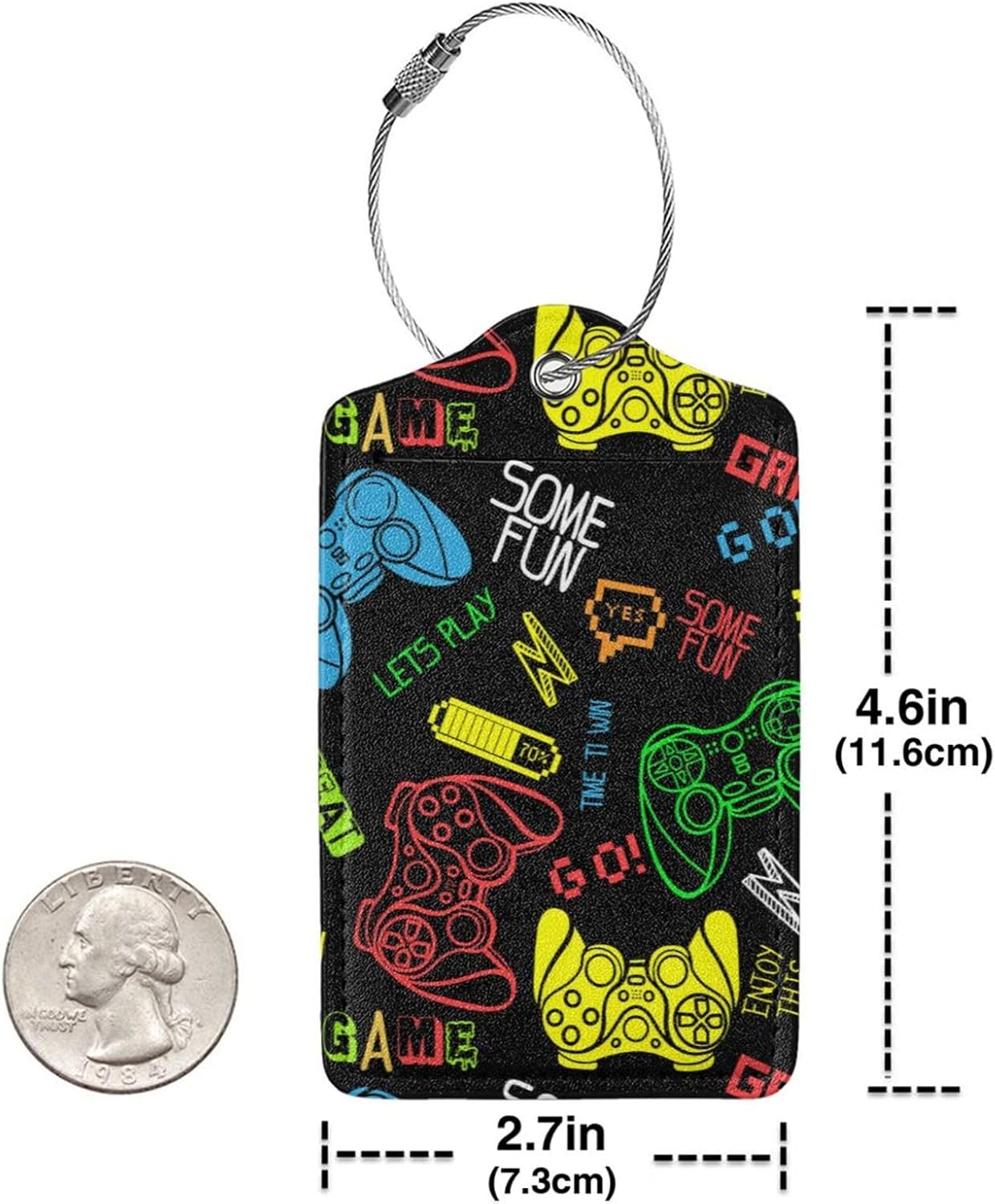 2 Pcs Gamepad Luggage Tags for Suitcase, Funny Game Gamer Gifts for Players Fan, Travel Birthday Gift for Boy Girl Kids Men Women