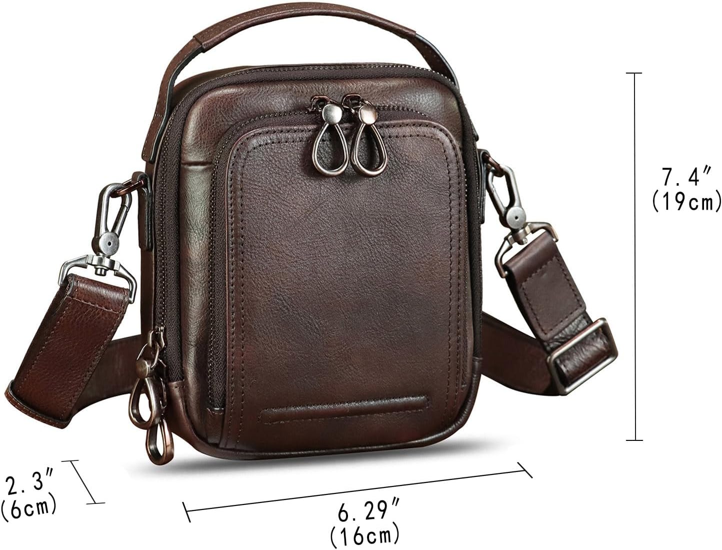 IVTG Genuine Leather Messenger Bag for Men Small Sling Purse Crossbody Shoulder Bags Satchel for Work Business Handbags