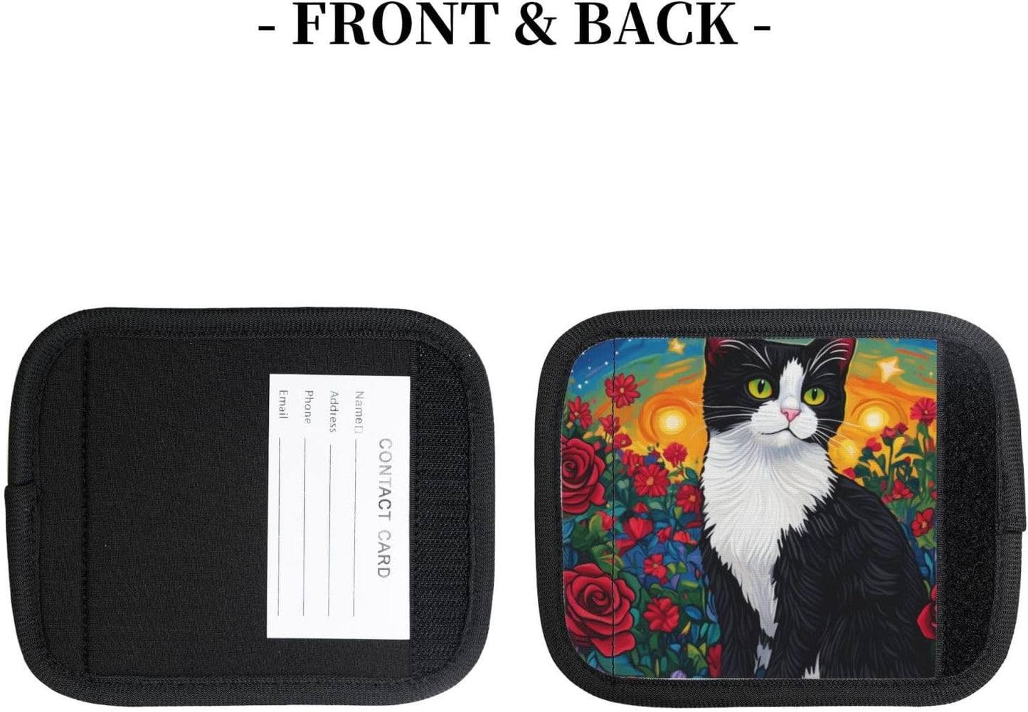 Black And White Cat Roses Luggage Handles Wrap Grips For Suitcases Luggage Travel Accessories For Airplane 2pcs