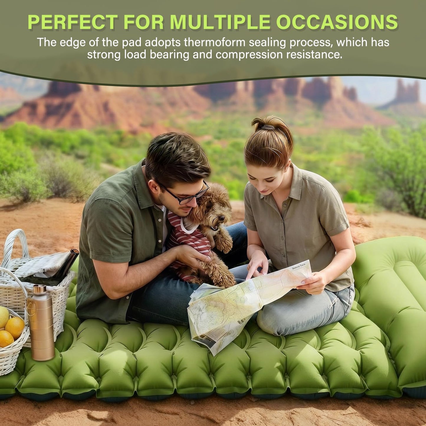 FUN PAC Camping Sleeping Pad, Ultralight Camping Mat with Pillow, Built-in Foot Pump Inflatable