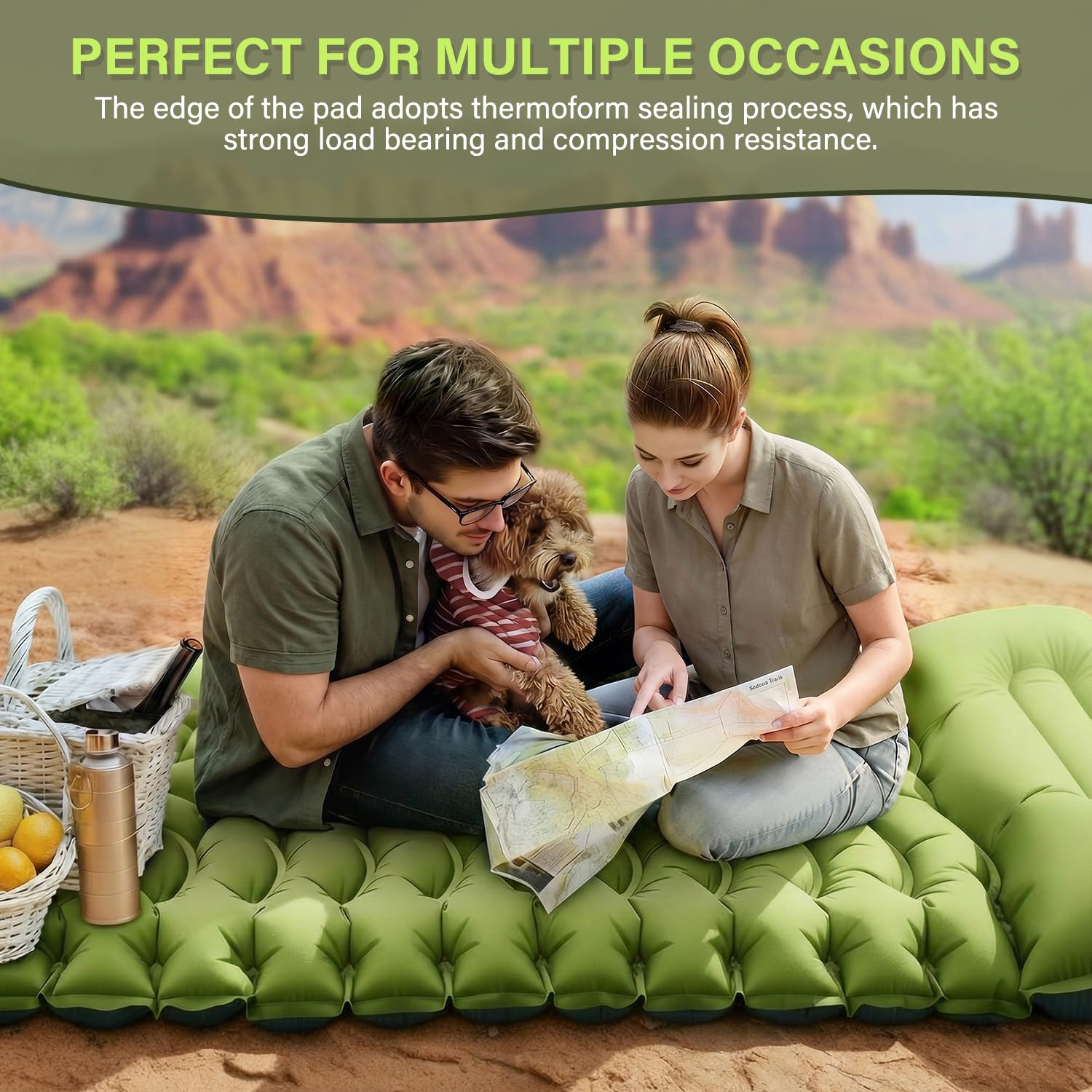 FUN PAC Camping Sleeping Pad, Ultralight Camping Mat with Pillow, Built-in Foot Pump Inflatable