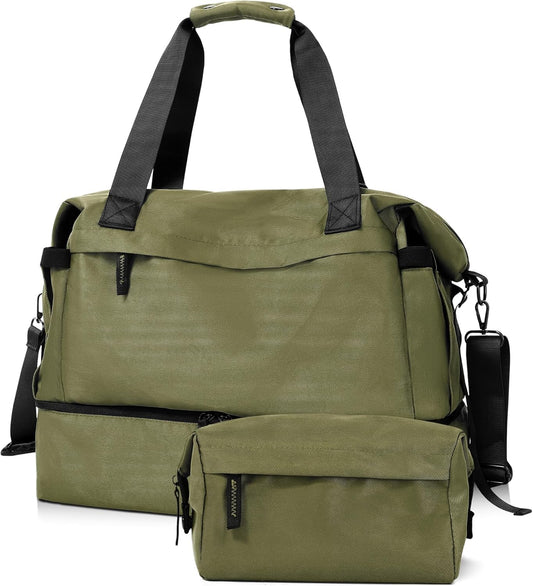 Gym Bag for Men Women, Tactical Travel Duffel bag with Removable Dividers & Shoe Compartment, Weekender Carry on Bag with Toiletry Bag, Overnight Range Bag for Workout Soccer Yoga Gym