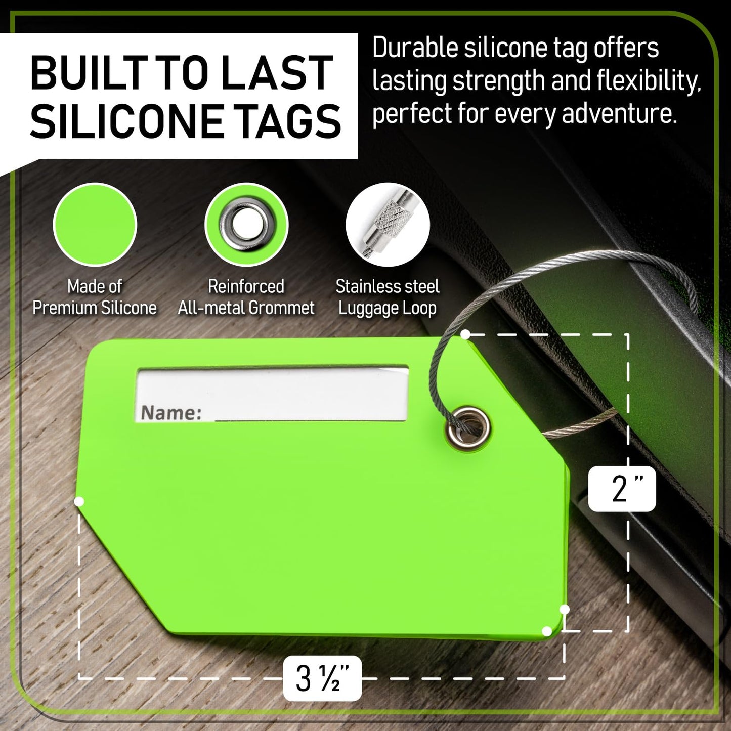 Untethered 4-Pack Luggage Tag Set | Durable Luggage Tags for Suitcases & Travel Bags | Bag Tag &