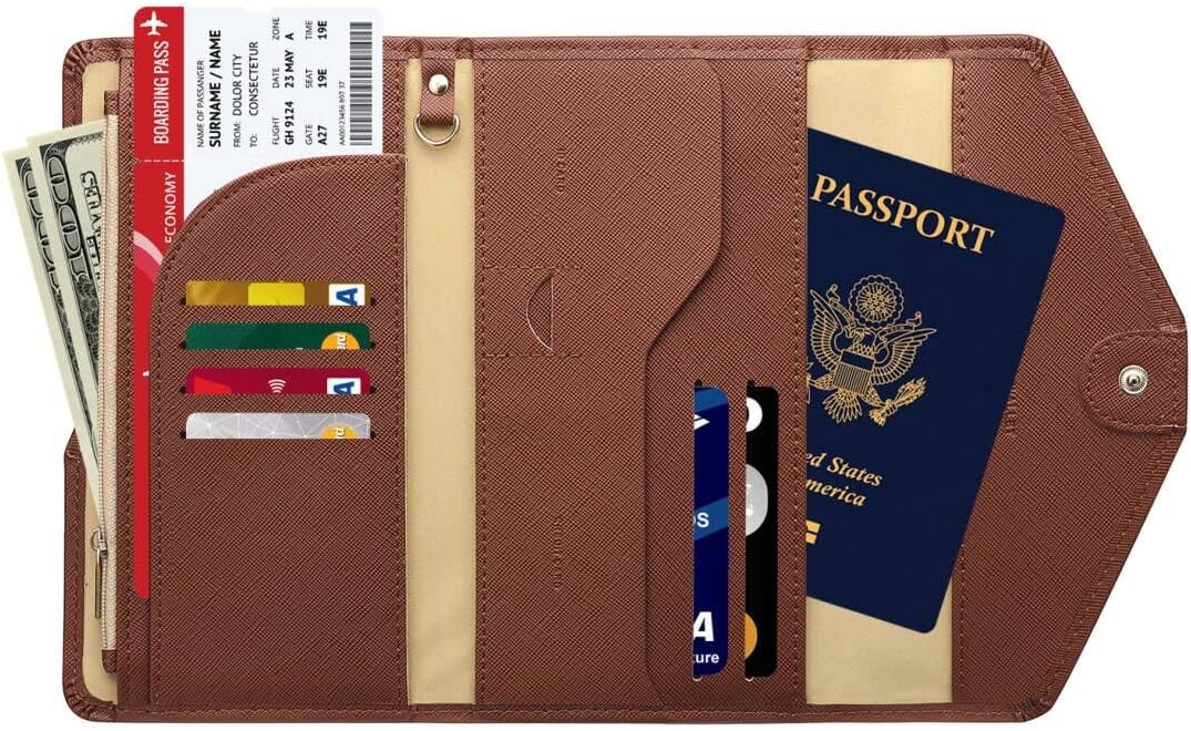 ZOPPEN Mulit-purpose Rfid Blocking Passport Holder Travel Wallet (Ver.4) Passport and Vaccine Card Holder ComboTri-fold Document Organizer Travel Essentials