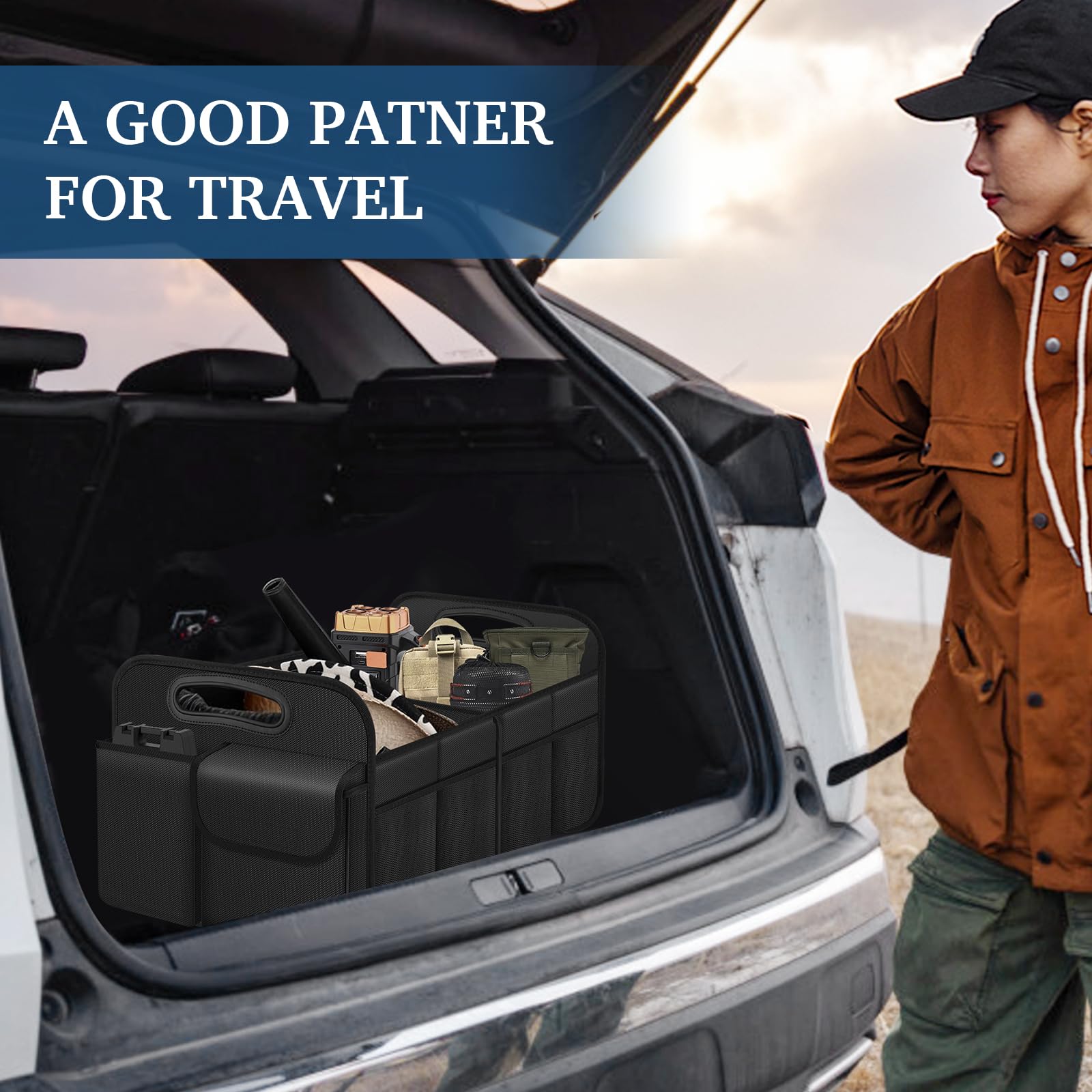Femuar Car Trunk Organizer with Large Capacity Waterproof Car Accessories for Women & Men