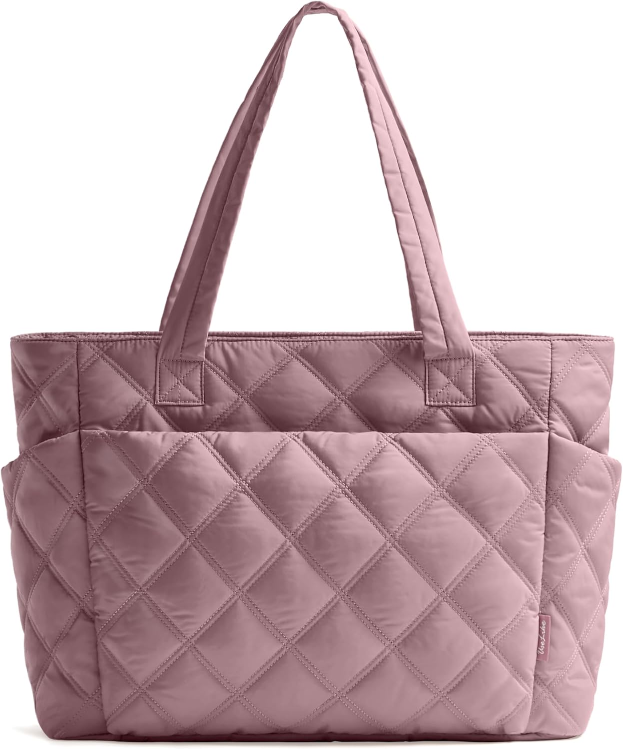 Tote Bag for Women, Lightweight Puffer Tote Work Bags with Compartments for Travel, Quilted Shoulder Bag with Zipper