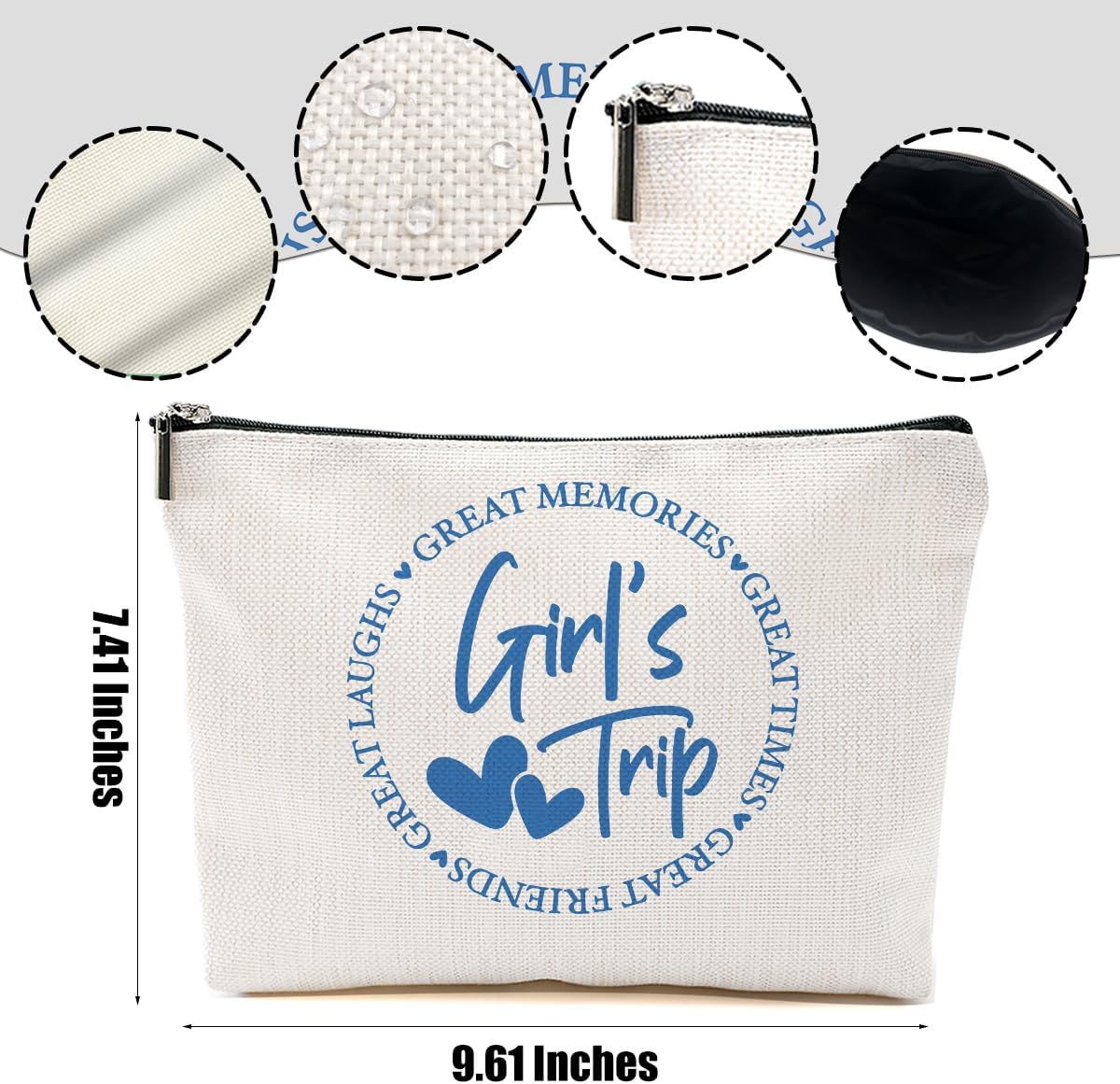 3Pcs Girls Trip Gifts Favors, 2025 Girls Weekend Gifts Funny Makeup Bag, Bestie Gifts Weekend Bag Vacation Cosmetic Bag, Friendship Gifts for Women Bestie BFF, Graduation Wedding Gifts Toiletry Bag