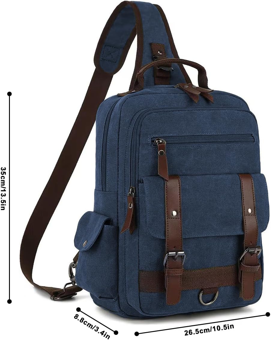 Vintage Messenger Bag, Canvas Backpack for Travel, Men's Shoulder Bag, Dual-use Bag for Hand Carry and Crossbody Carry