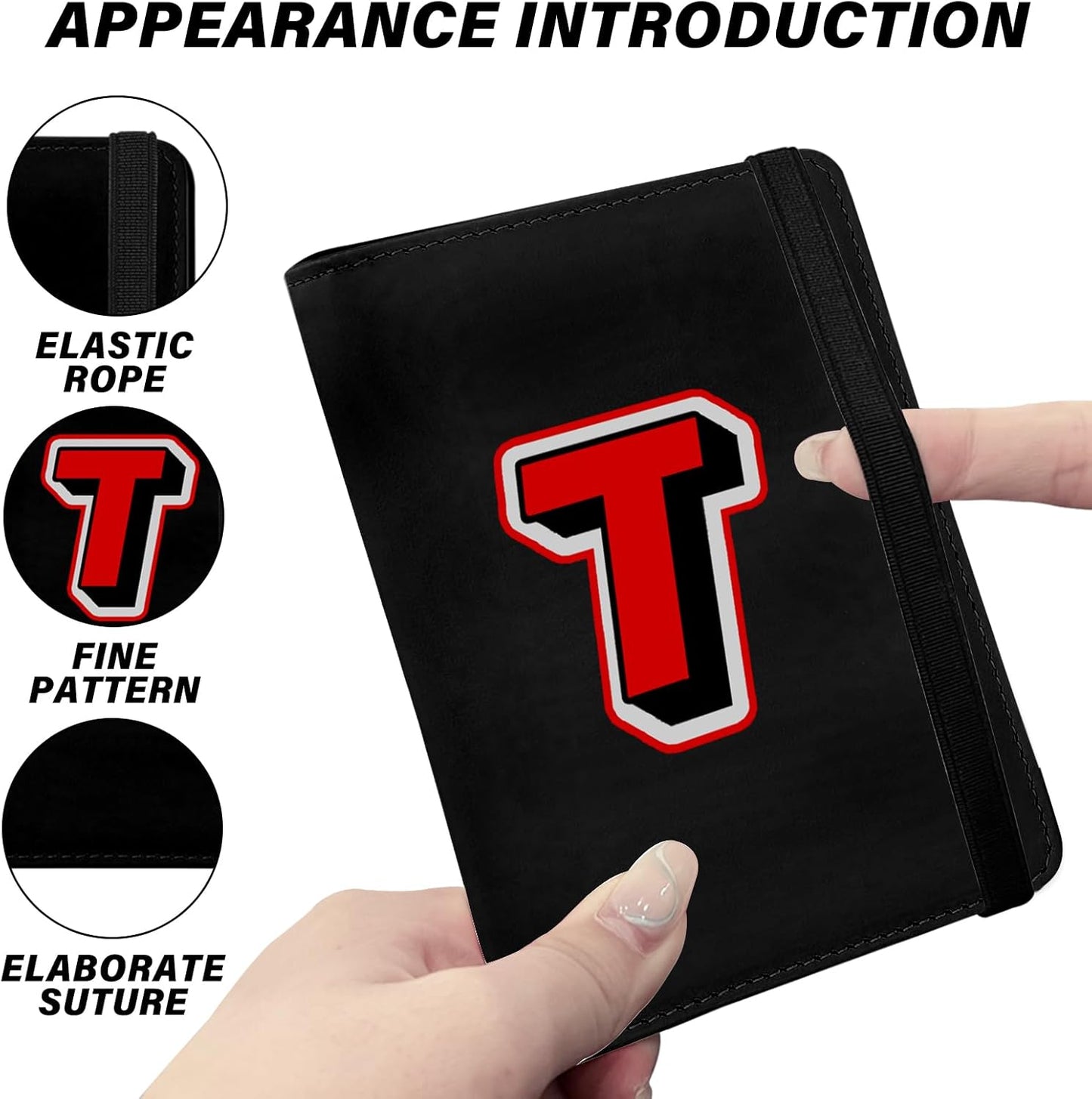Cute Passport Holder and Holder Combo Passport Cover with Compatible Wallet Credit Card Protector RFID Blocking Women Men（Initial Monogram-T）