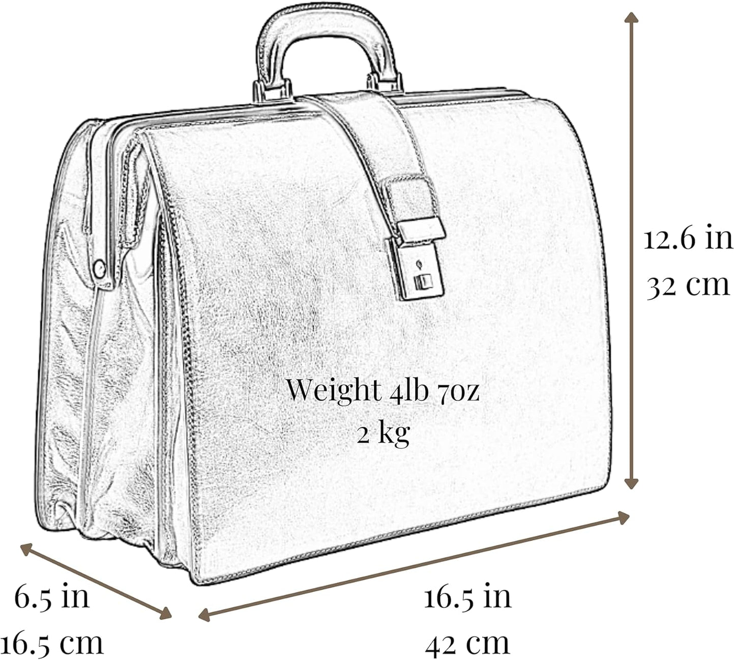 Time Resistance Leather Lawyer Briefcase - Italian Handmade Laptop Briefcase for Men and Women - Attache Case - Doctor Bag