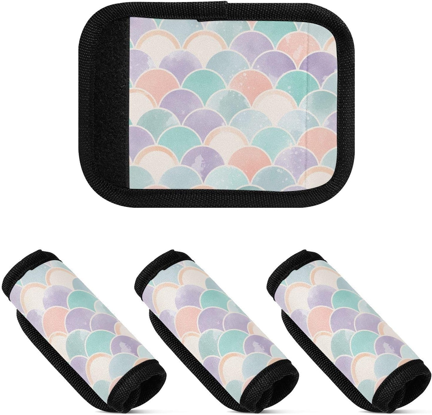 4 PC Luggage Handle Wrap Luggage Handle Covers Tags for Suitcase Bags Travel Luggage Handle Identifier Gripper Watercolor Geometric