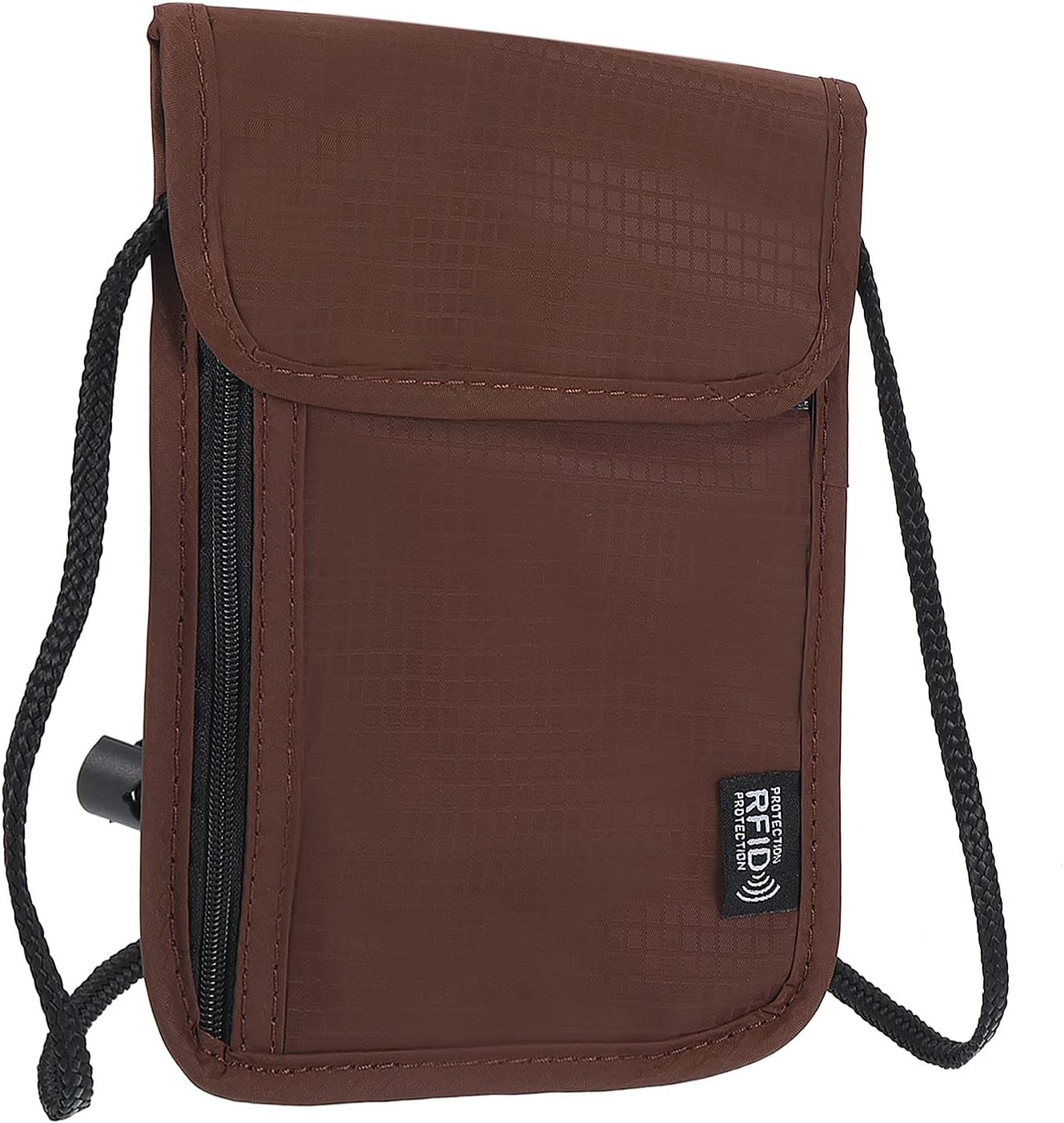 PATIKIL Neck Wallet, Passport Holder Neck Pouch RFID Blocking Waterproof Neck Travel Wallet for Women & Men, Brown
