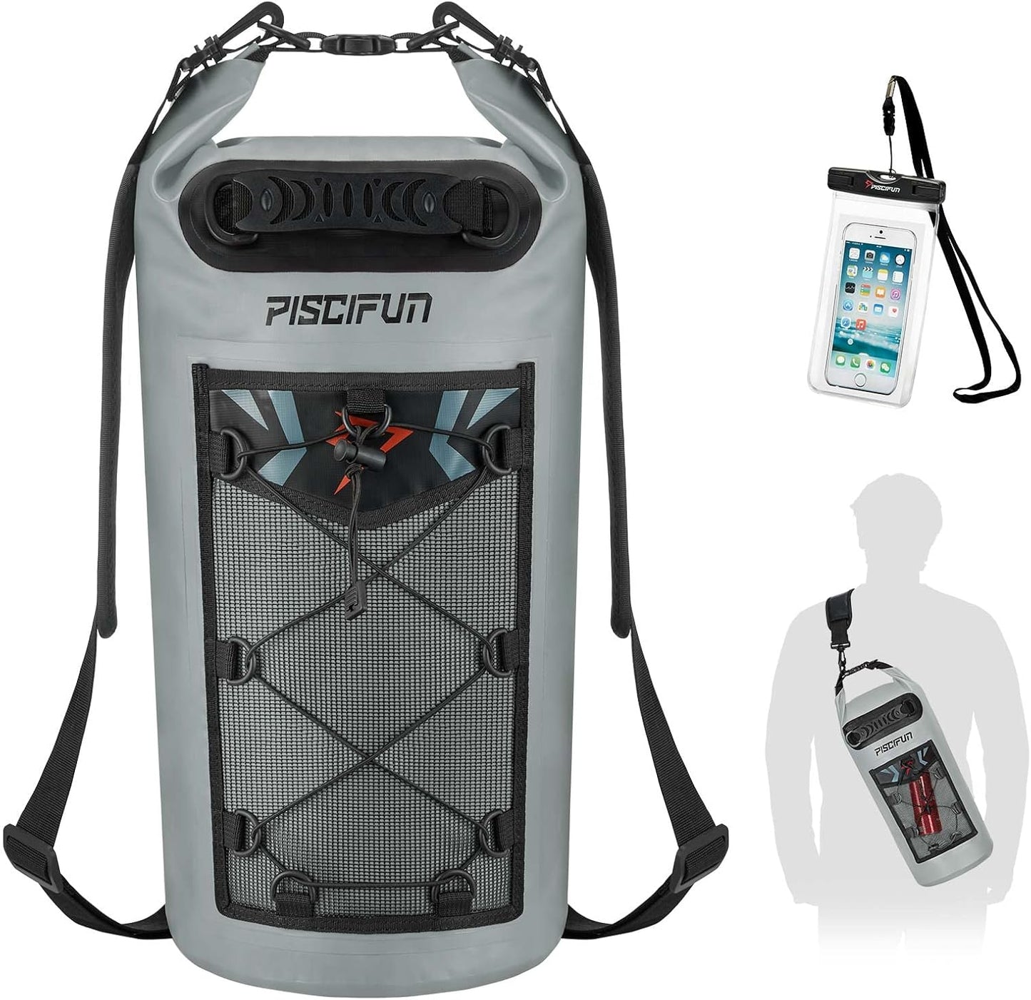 Piscifun Dry Bag, Waterproof Floating Backpack 10L/20L/30L/40L with Waterproof Phone Case for Boating, Kayaking, Fishing