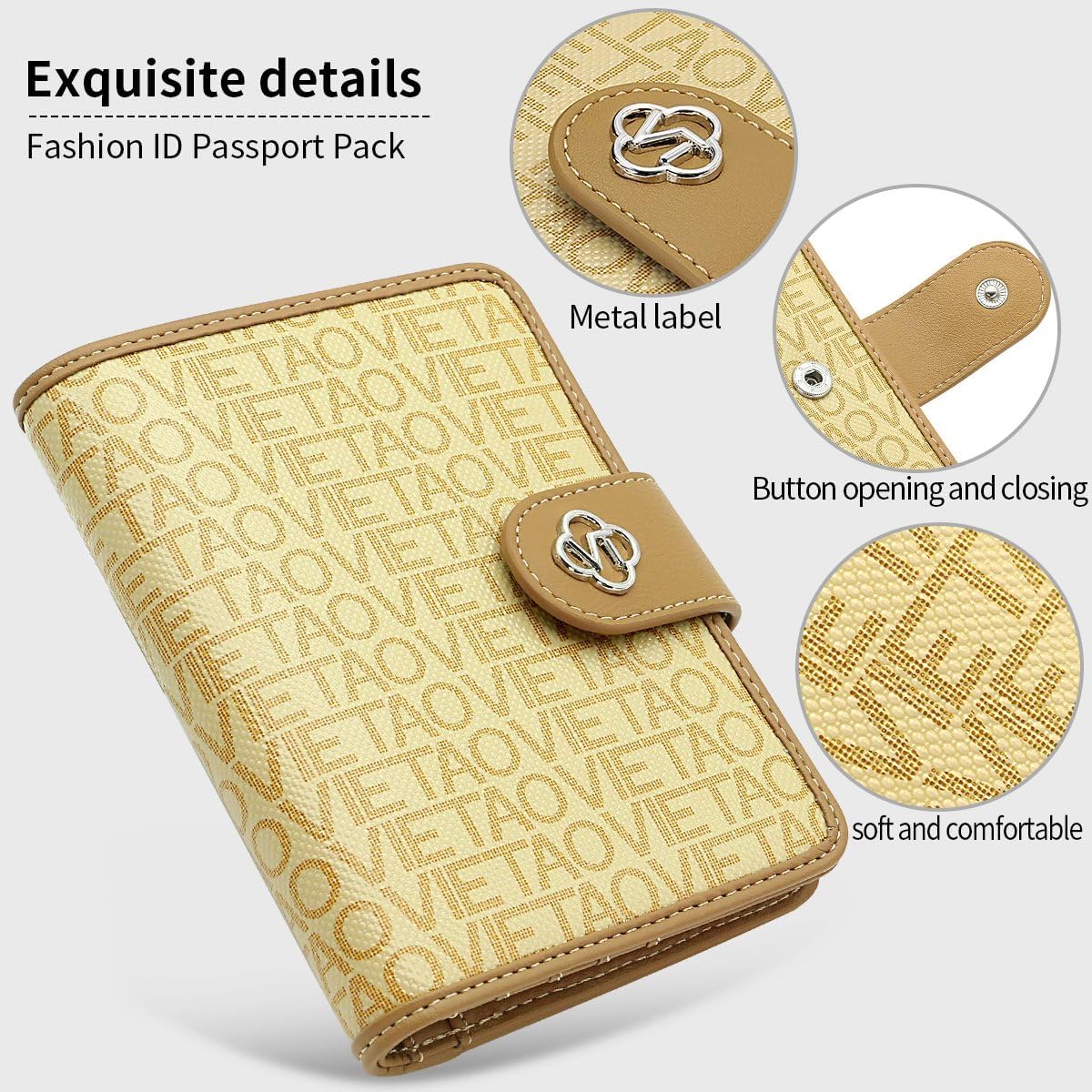 Passport Holder Wallet Bag with AirTag Holder, Card Slots and Passport Solt Ticket Cash Solt, Photo Solt Sim Card Pen Slot.Apricot
