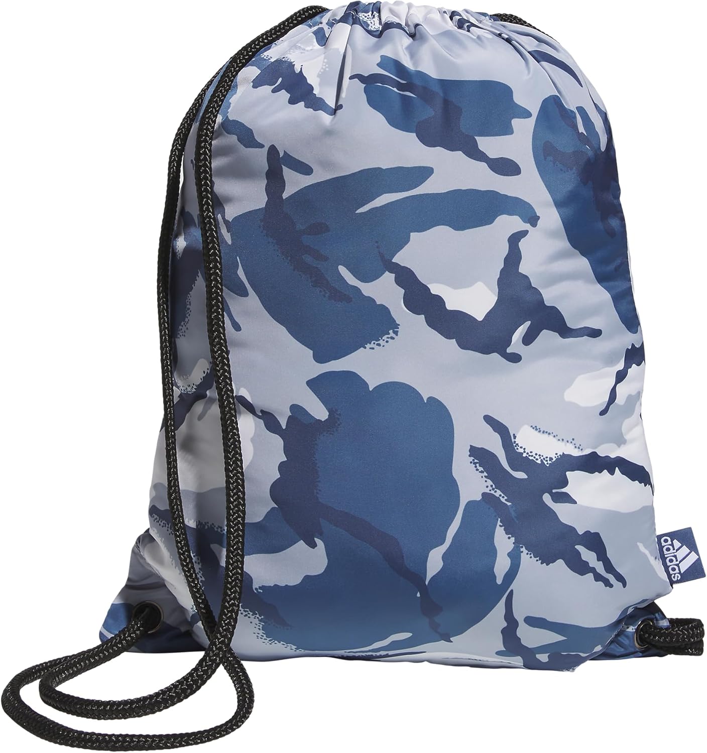 adidas Ready Sackpack – Drawstring Backpack Lightweight Small Gym Bag, Woodland Essential Camo Preloved Ink/White/Black/1.0, One Size