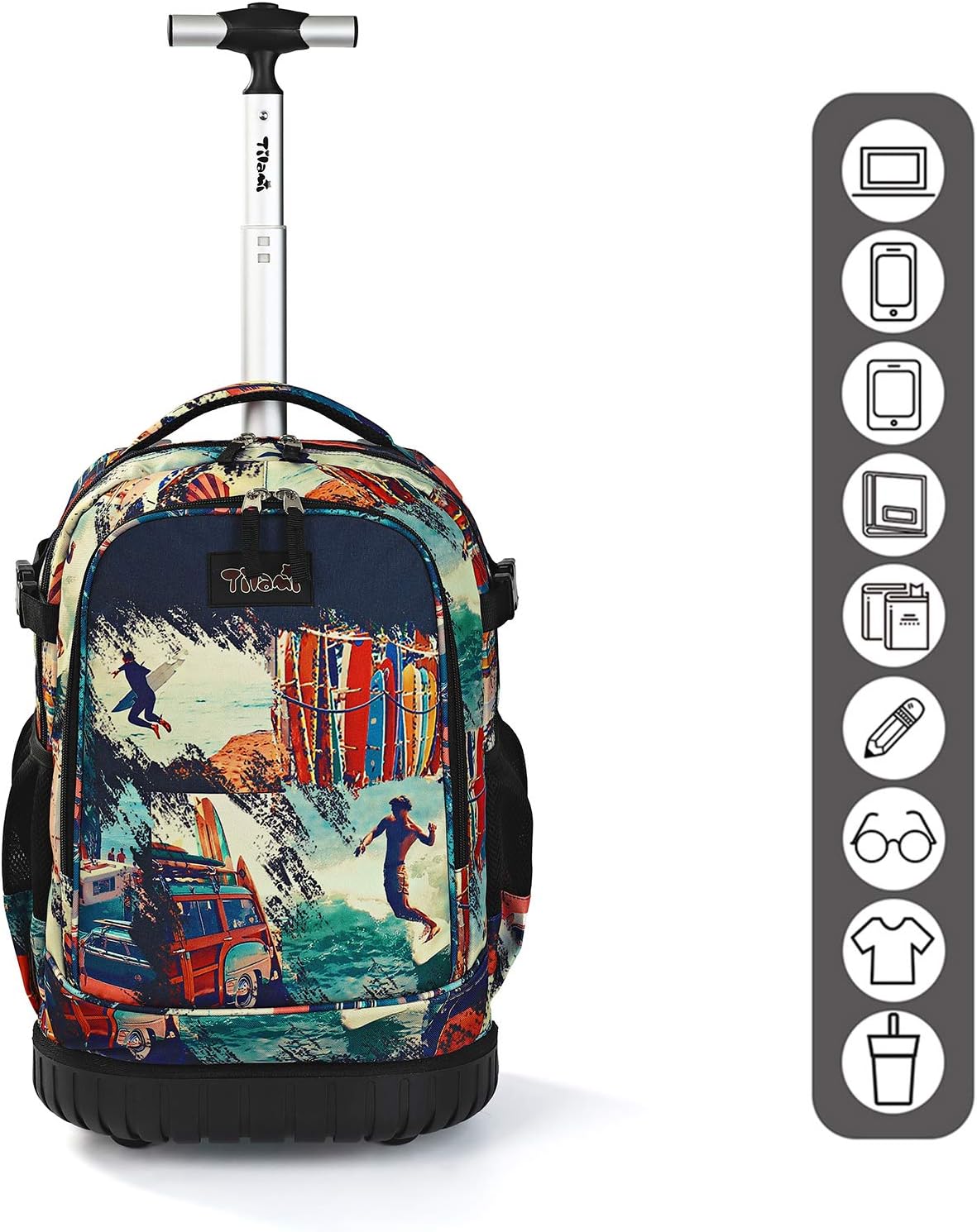 Tilami Rolling Backpack 19 inch with Lunch Bag Wheeled Laptop Backpack (Car Trip)