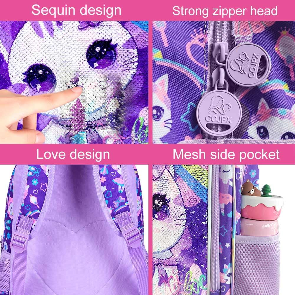 WZLVO Kids Backpack for Girls,Prechool Elementary Kindergarten School Bookbag and Lunch Box