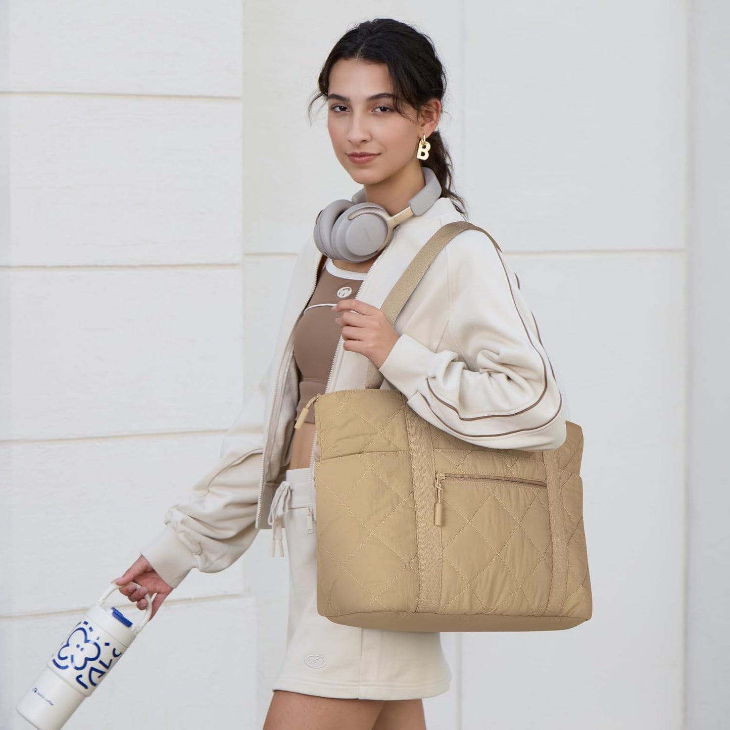 befen Laptop Tote Bag for Women Work, Travel Tote Bags Nurse Puffer Quilted Handbags, Lightweight Waterproof Beach Purse