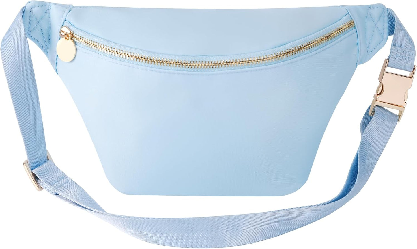 Belt Bag Crossbody Stadium Concert Bag for Women Water-Resistant Nylon Waist Pack (Light Blue)