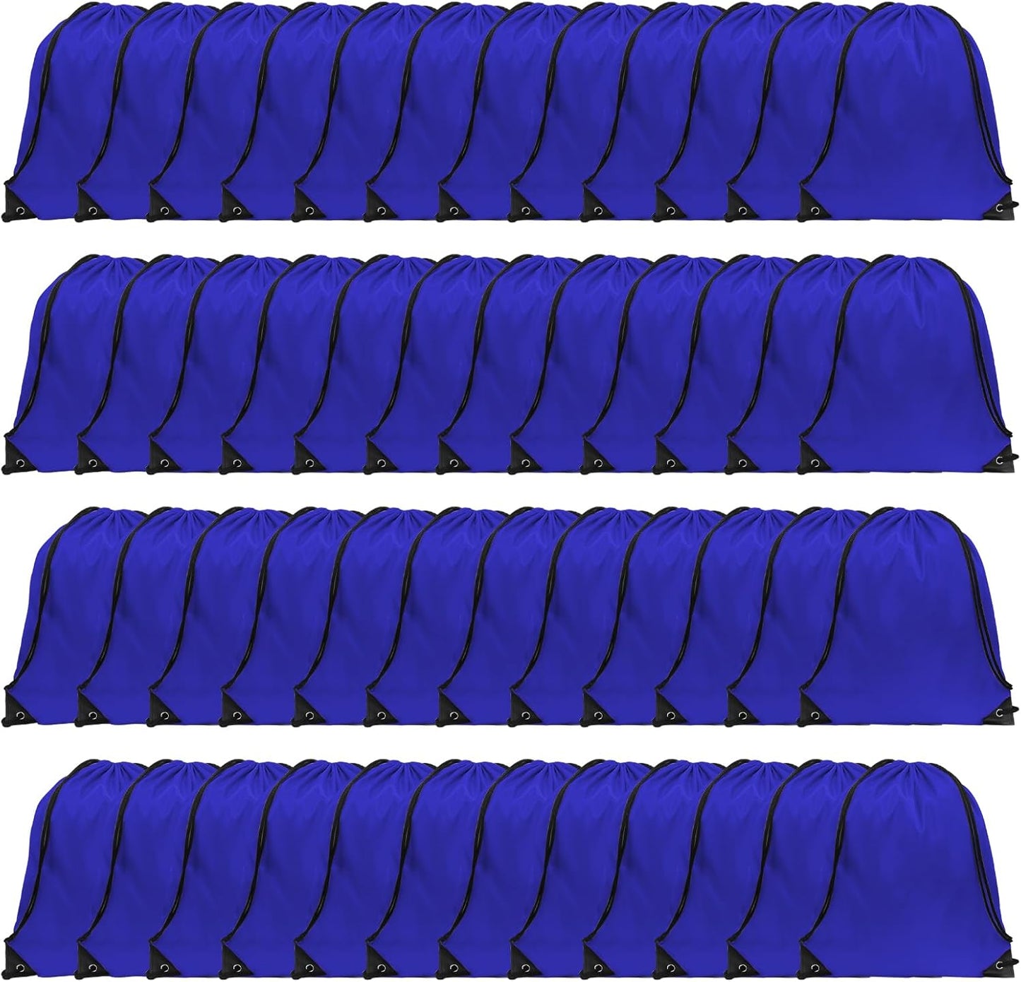 GoodtoU Drawstring Bags, Nylon Gym Bags with Cinch Sack - Drawstring Backpack for Sport, Traveling, Team (Blue, 48Pcs)