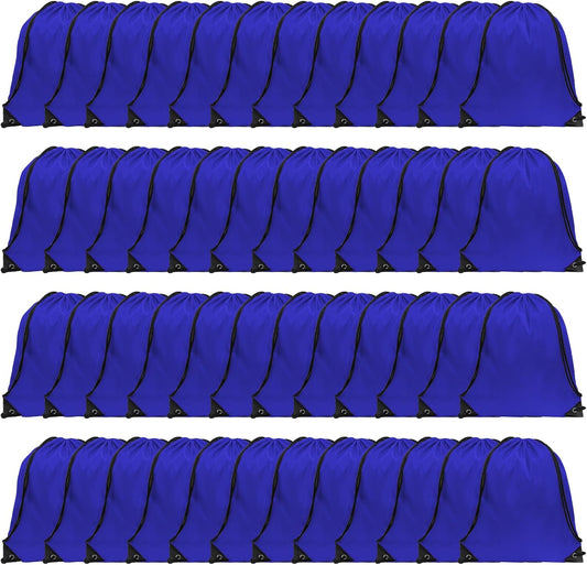 GoodtoU Drawstring Bags, Nylon Gym Bags with Cinch Sack - Drawstring Backpack for Sport, Traveling, Team (Blue, 48Pcs)