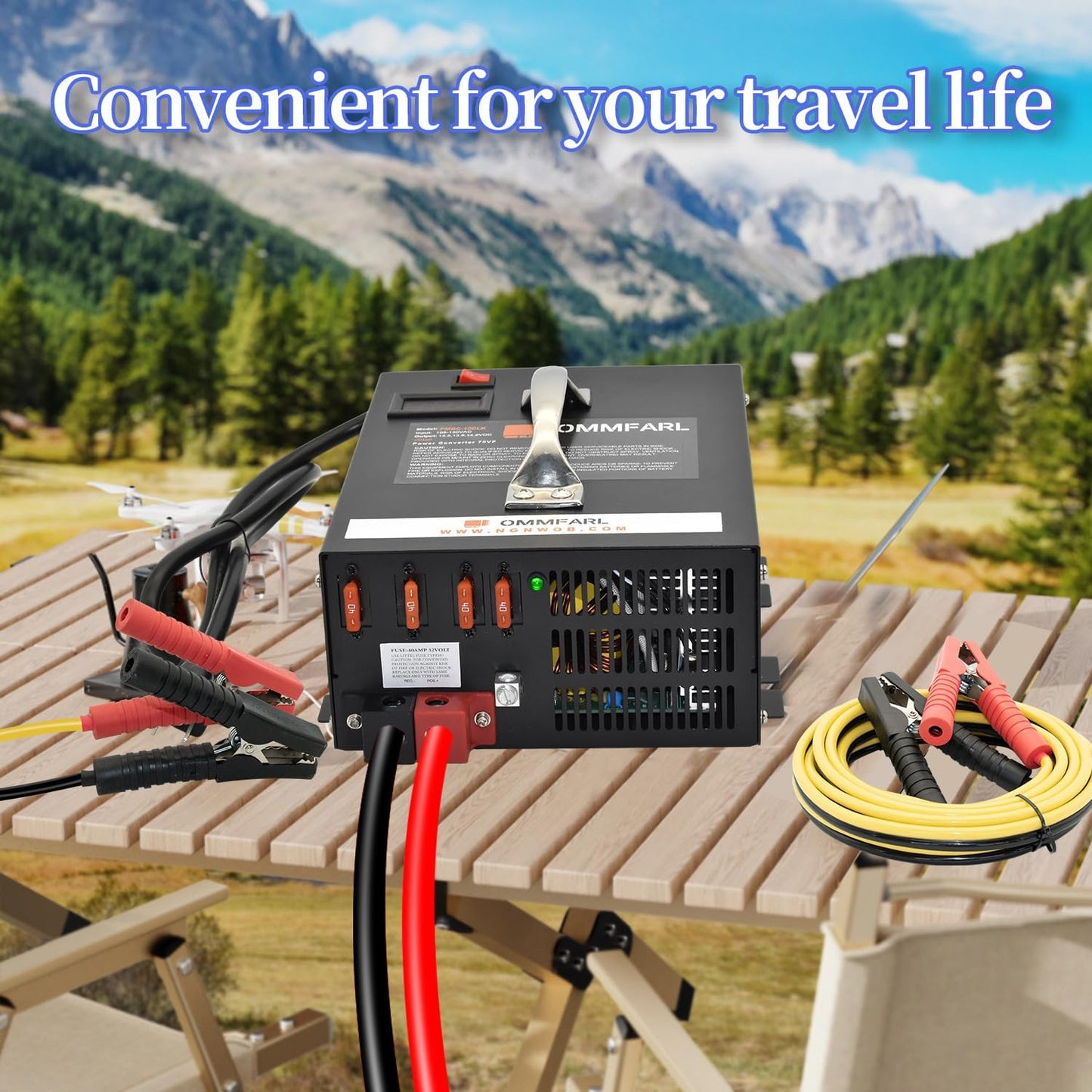 125 amp Power Converter for rv Camper with Handle and 15ft Cables,Battery Chargers with 3 Stage Smart Charging Mode for rv 110/120 VAC to DC 12V, with Voltage Display