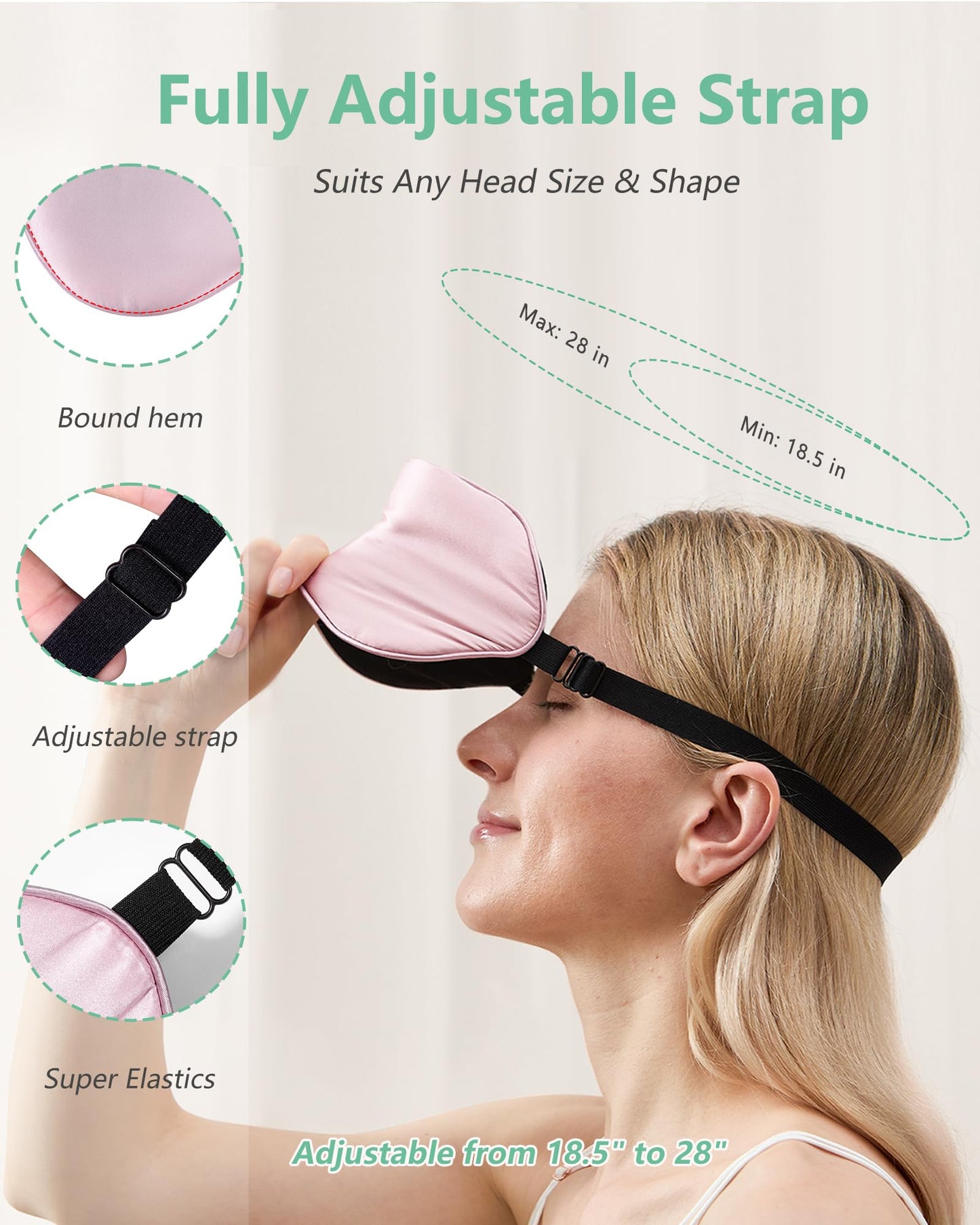 BeeVines 100% Mulberry Silk Sleep Mask, Light Blocking Eye Masks (2 Packs)