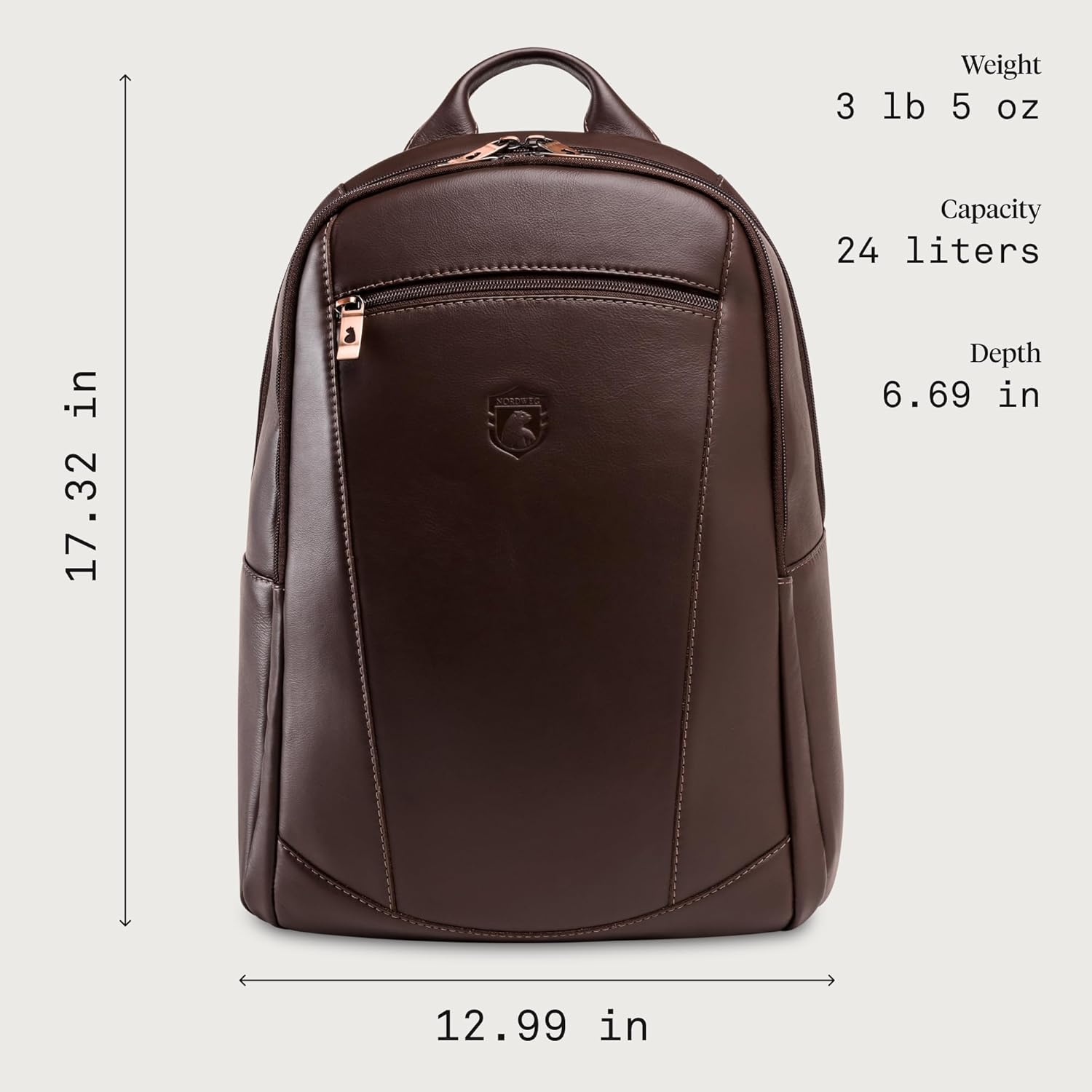 Nordweg Leather Laptop Backpack NW074B – Lightweight Daypack for Work, Travel & College – Fits