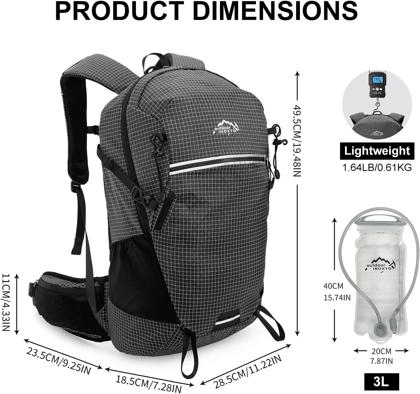 Hydration Backpack, 25L Hiking Backpack with 3L Water Bladder and Rain Cover, Hiking Water Backpack