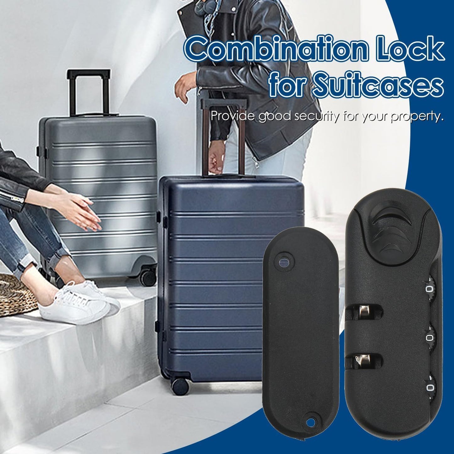 Luggage Password Lock, 3 Digit Password High Security Frosted Texture Replacement Code Combination Travel Luggage Lock for Suitcases, Travel Cases, Tool Boxes