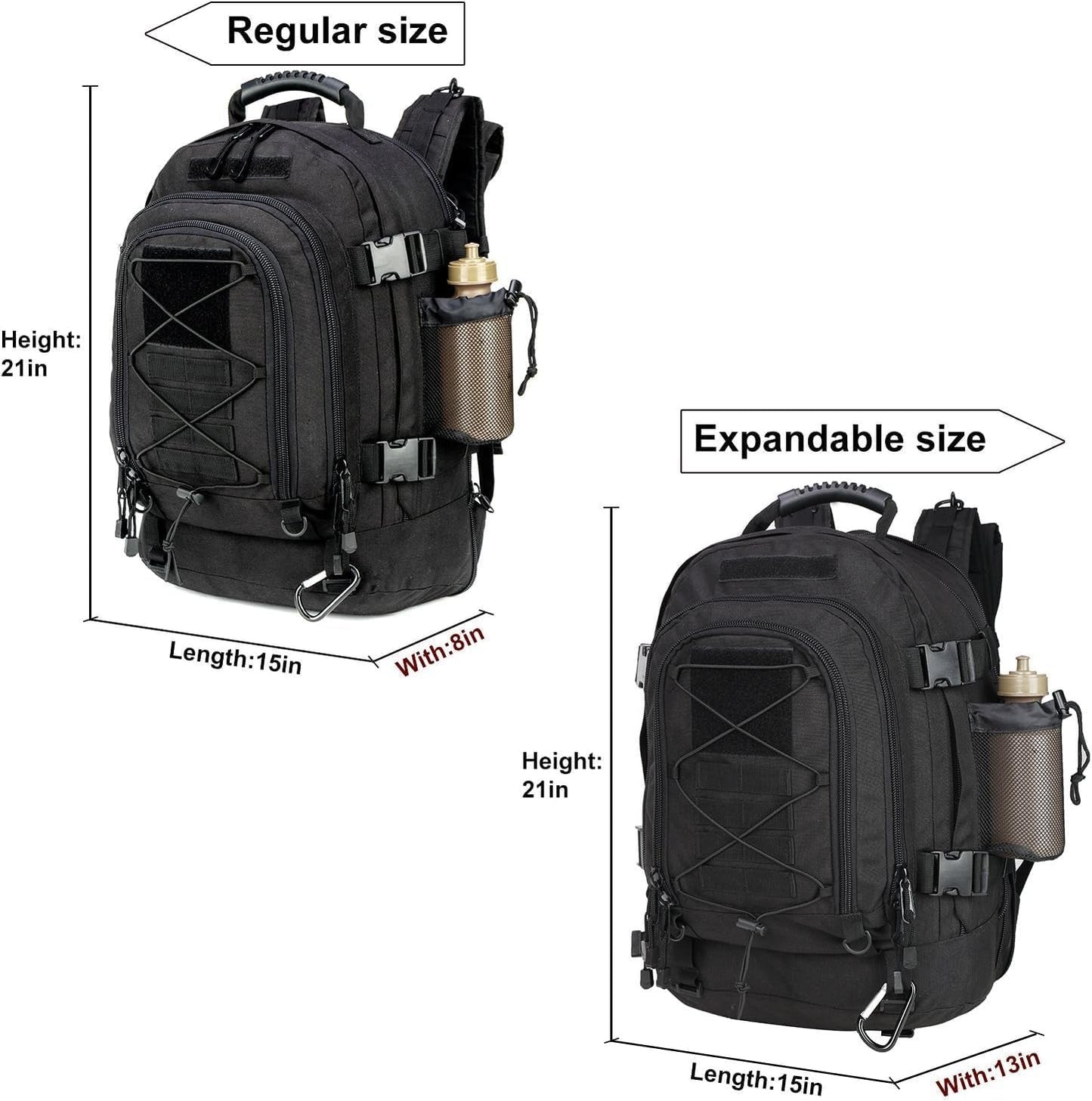 Expandable 40-64L Military Tactical Backpack 3 Day Bag Hiking Gym Sport Camping
