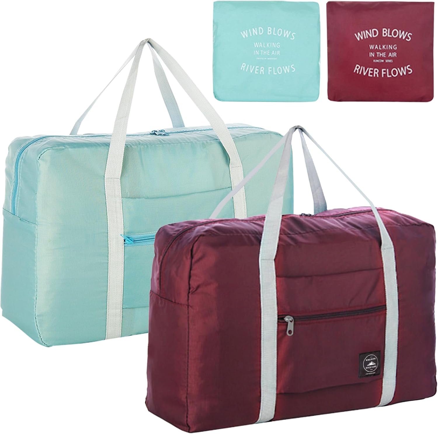 Foldable Travel Duffel Bag 2PCS Tote Carry on Luggage Bag Spirit Airlines Personal item Sports Gym